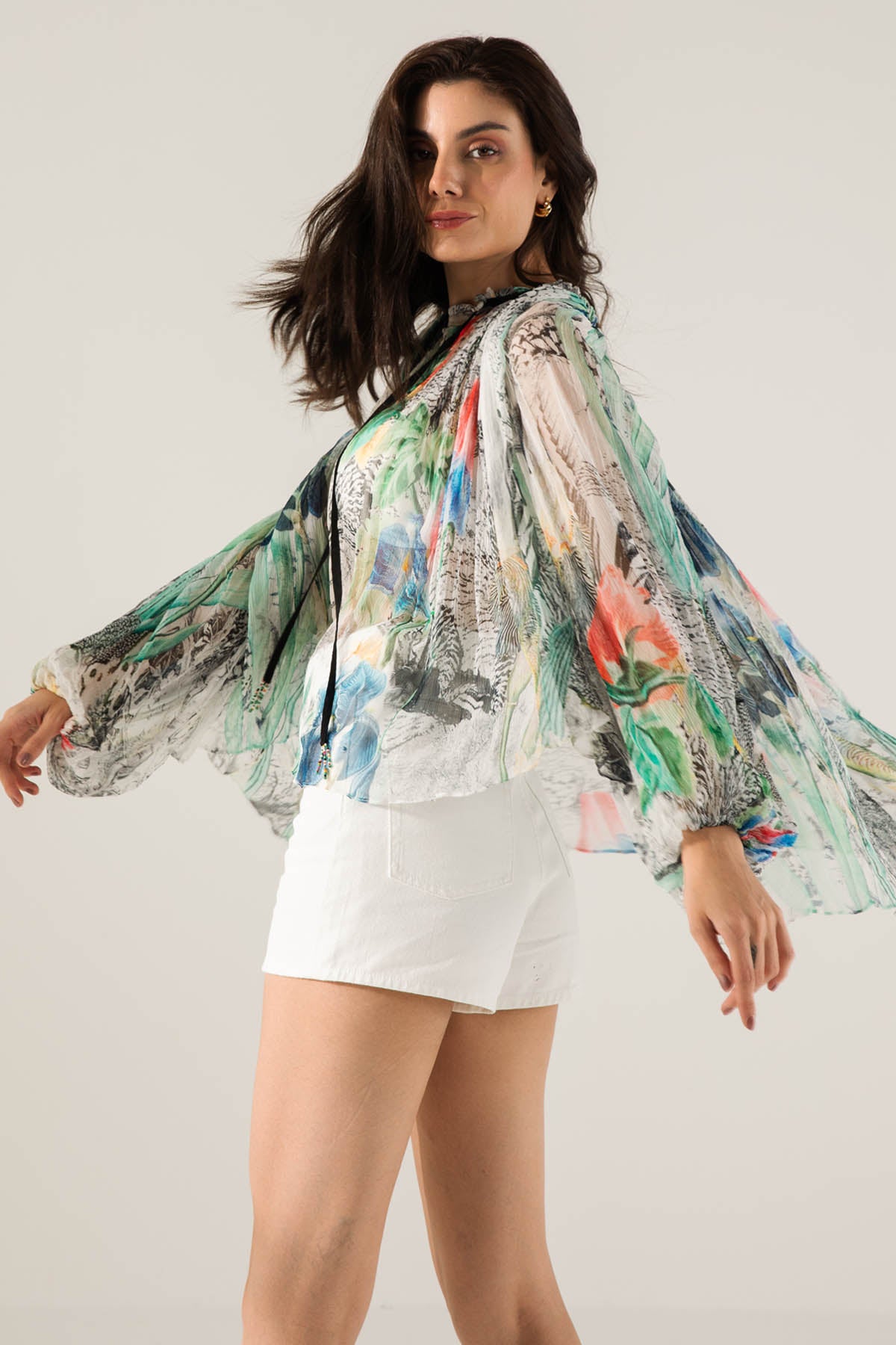 Chiffon Abstract Print Boho Top