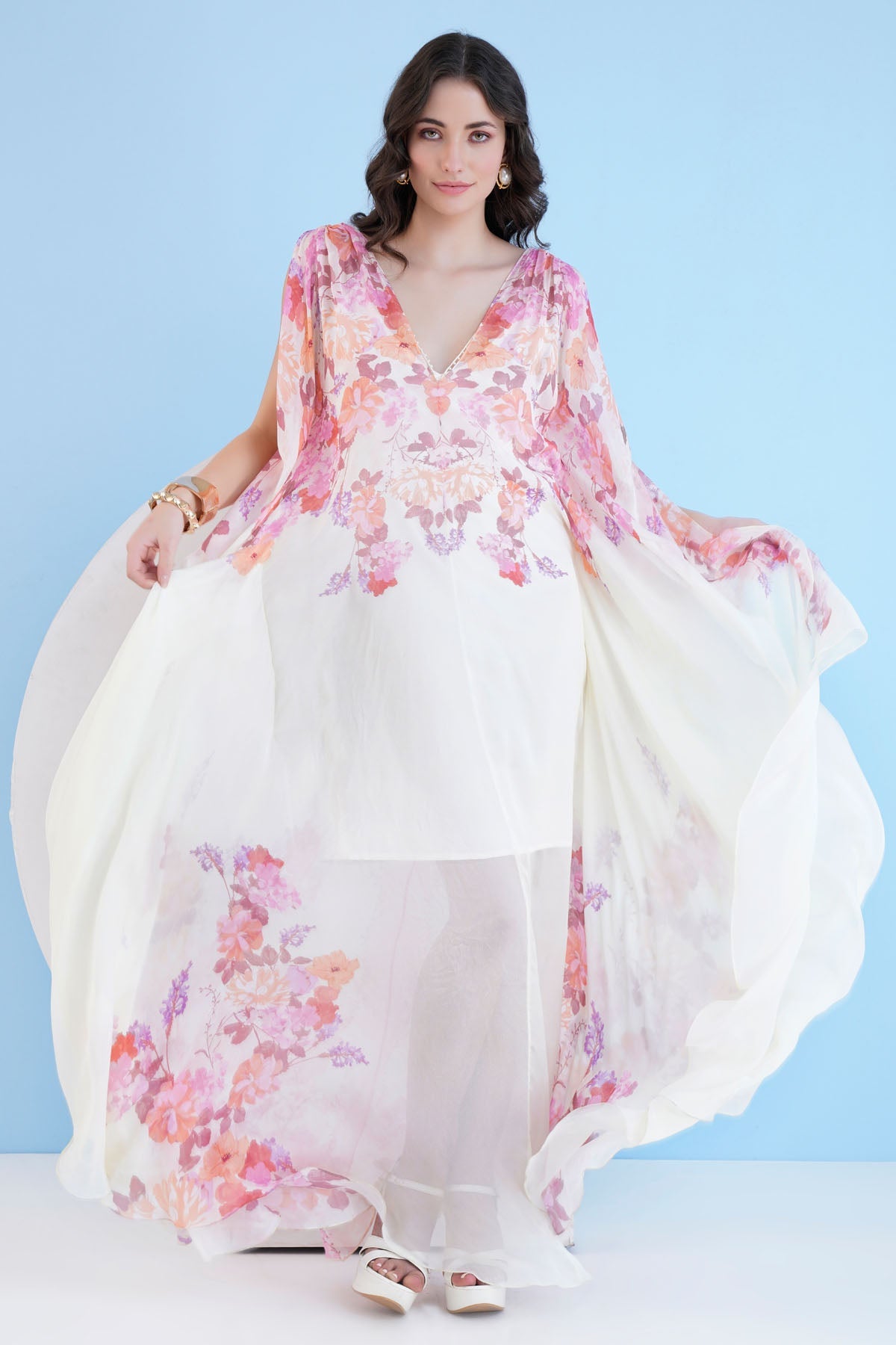 Buy Mandira Wirk Island Luxe: Pearl-Embellished Kaftan For Women at ScrollnShops