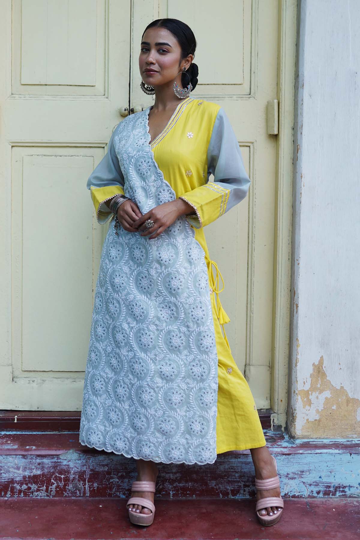 Buy Anamika Khandelwal Chikankari Angrakha Style Kurti