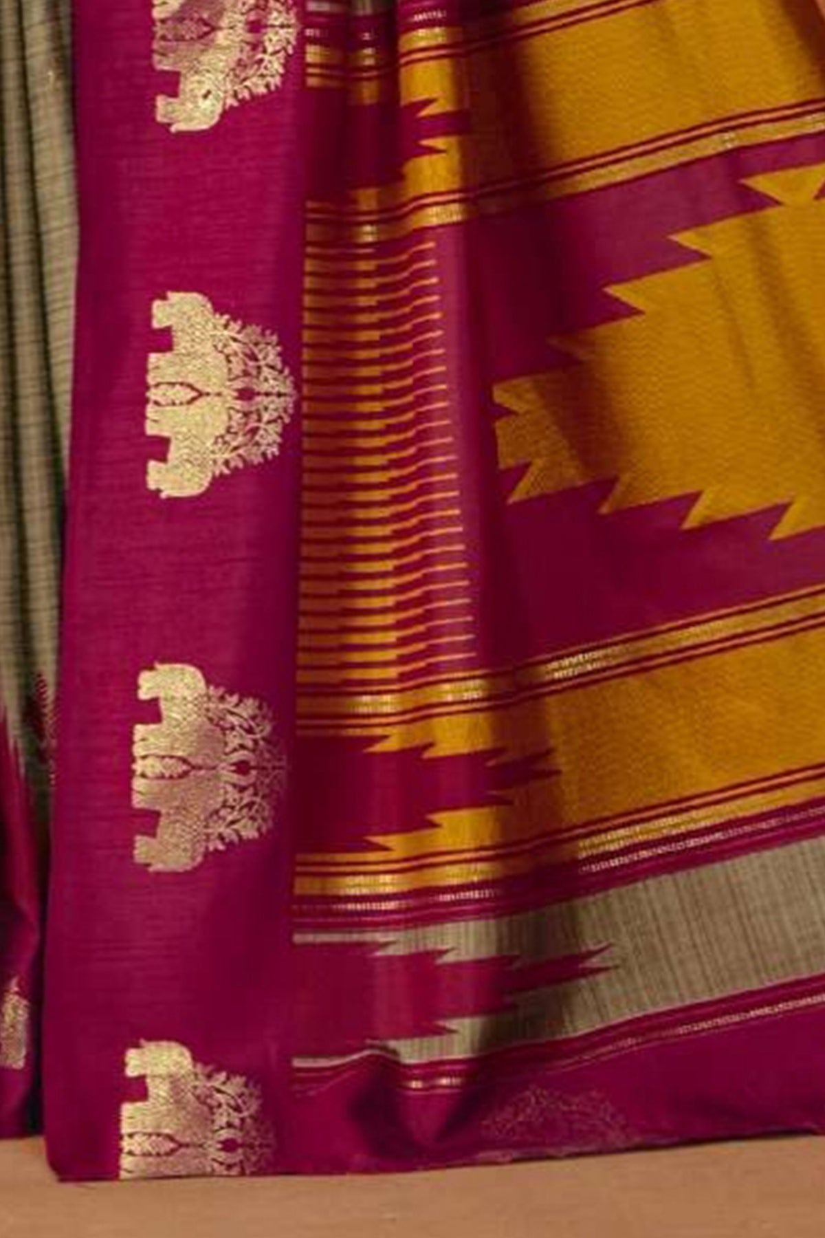 Chikoo Manipuri Foil Work Saree