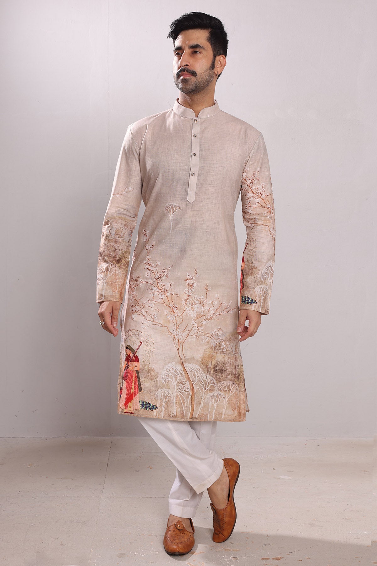 Buy Chinese Collar Pure Cotton Kurta by SNEHA B - Men for men online at ScrollnShops