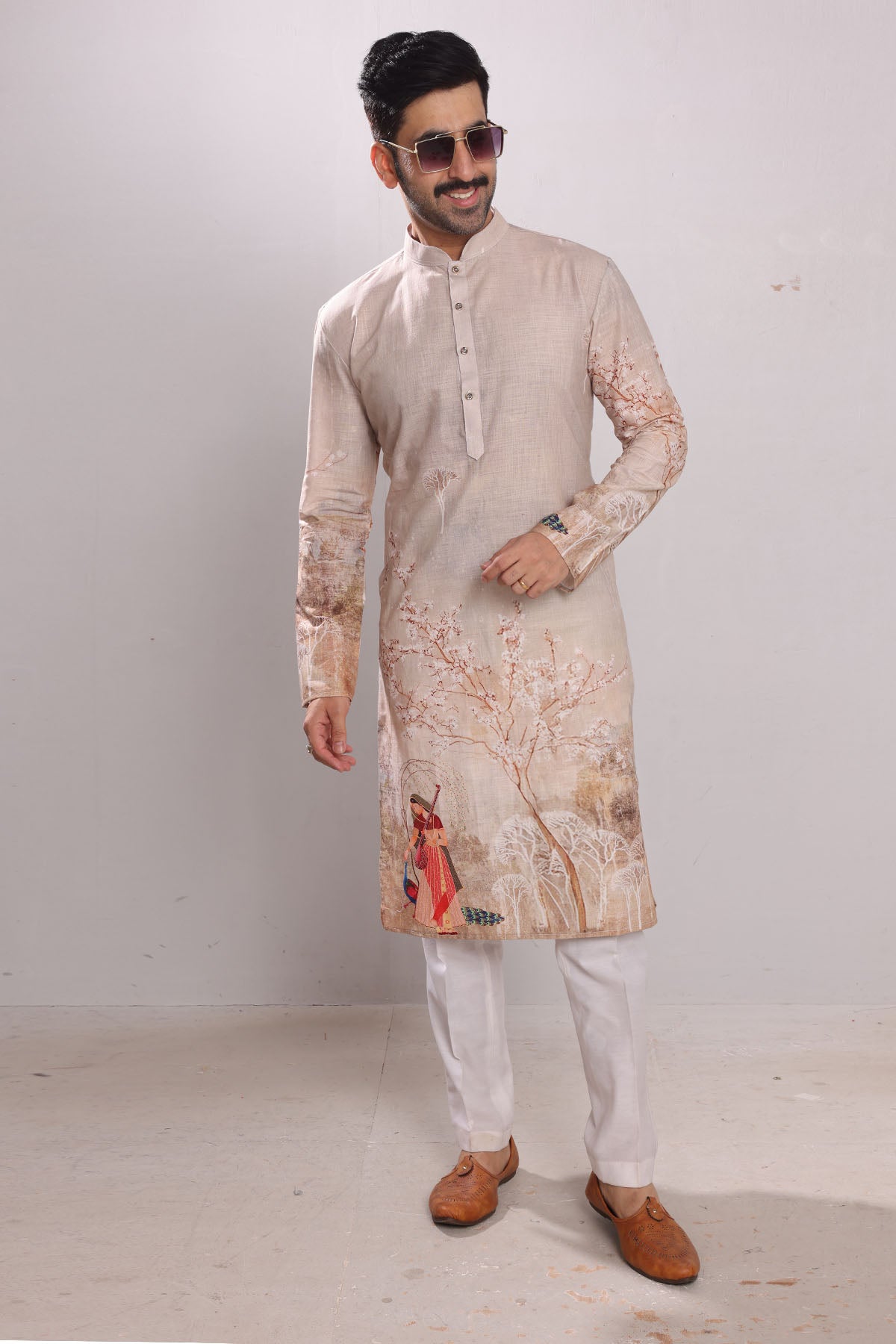 Chinese Collar Pure Cotton Kurta
