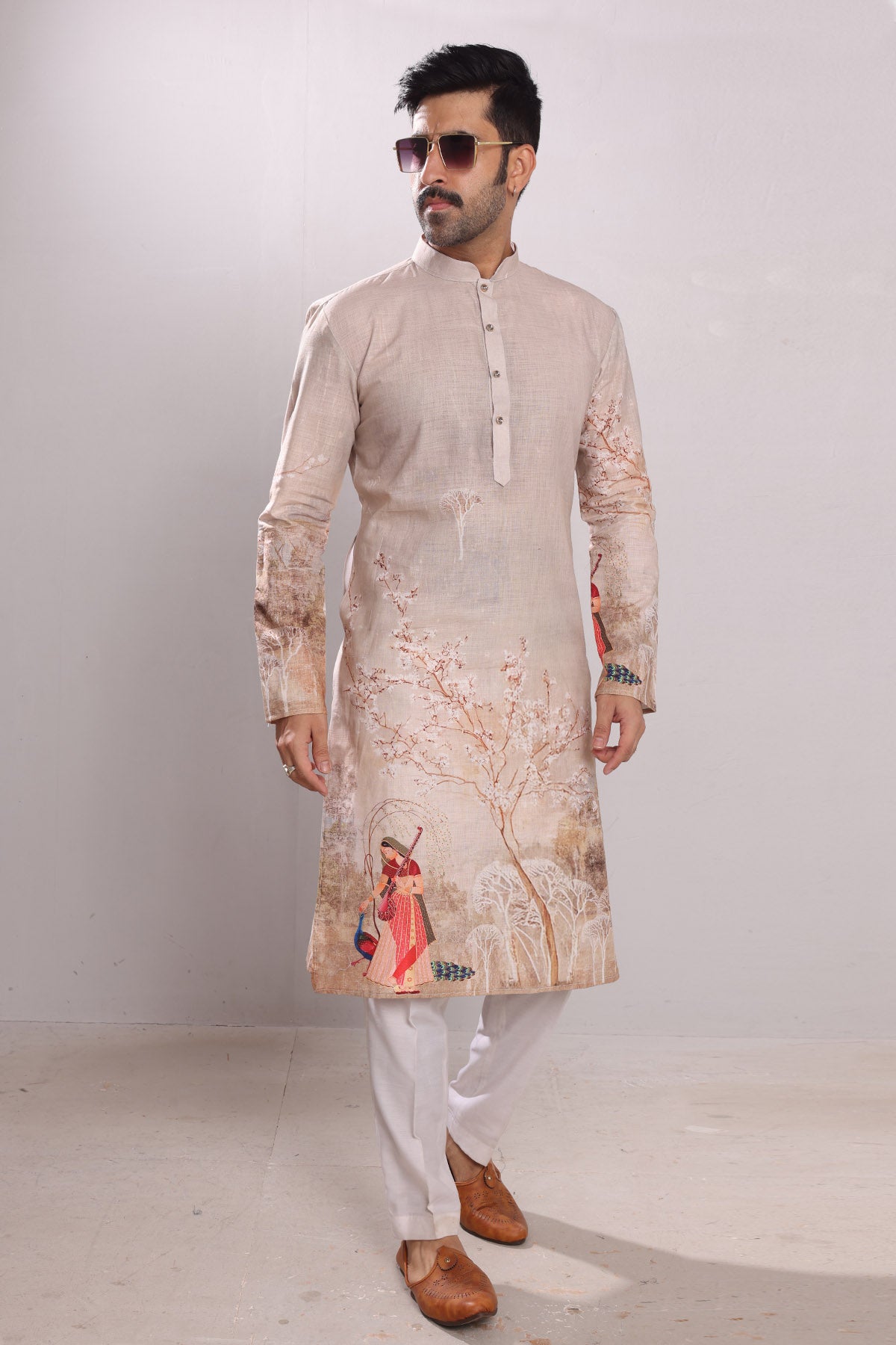 Chinese Collar Pure Cotton Kurta