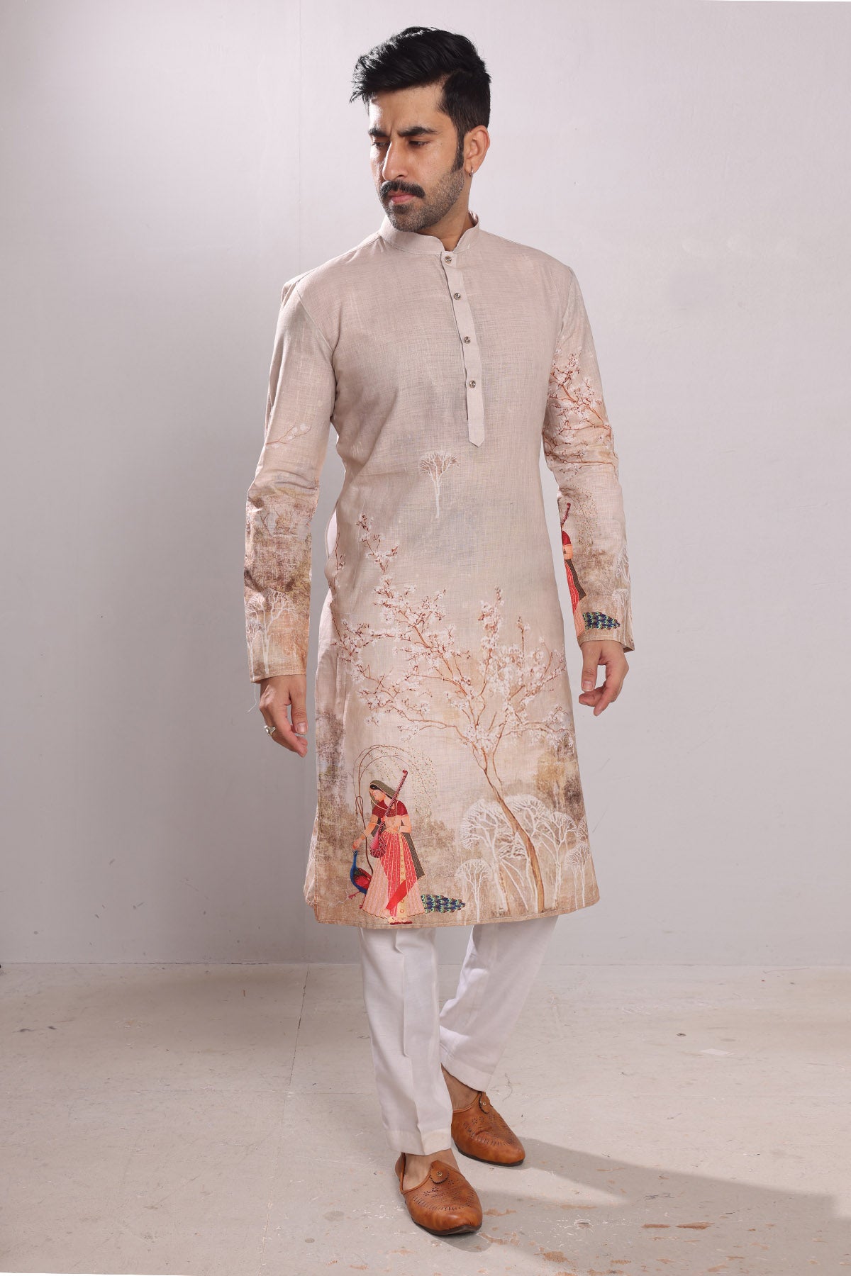 Chinese Collar Pure Cotton Kurta
