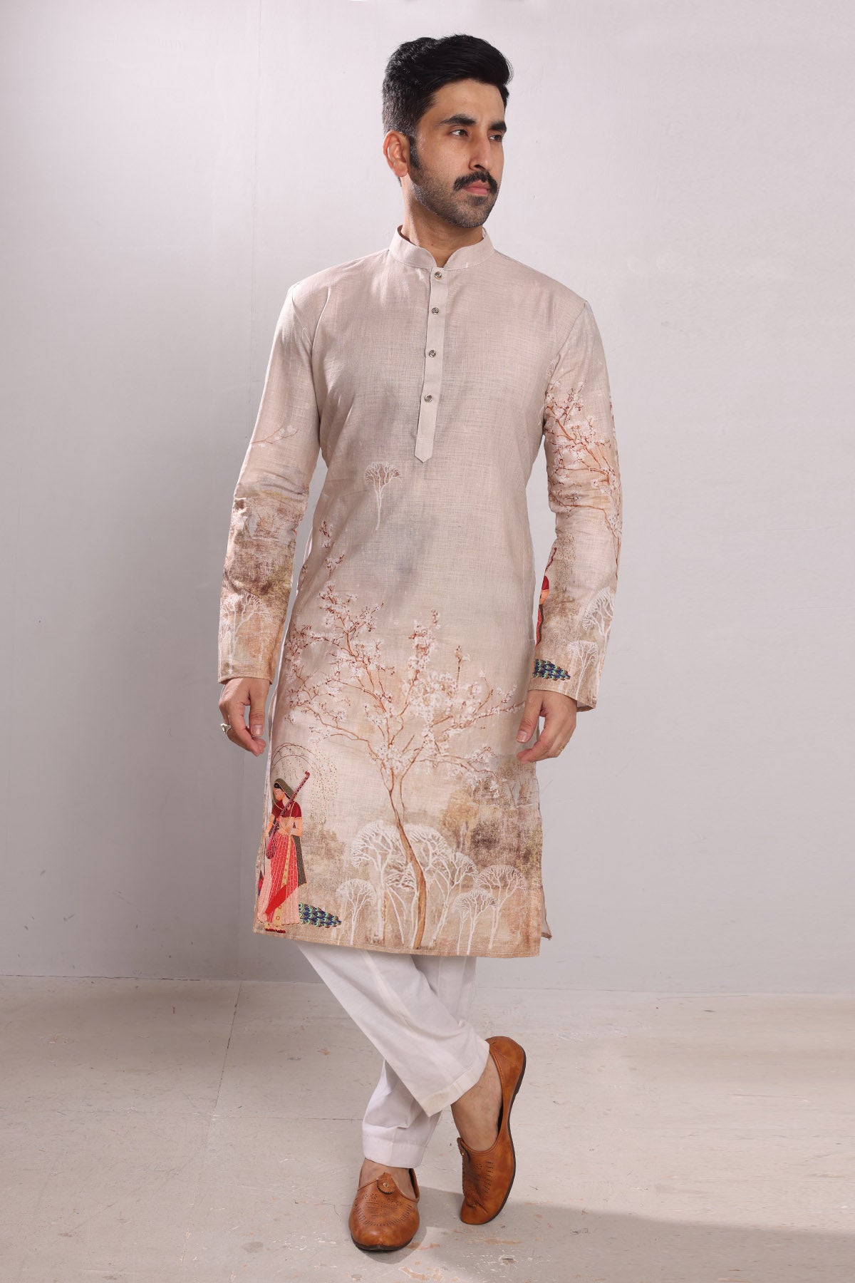 Chinese Collar Pure Cotton Kurta