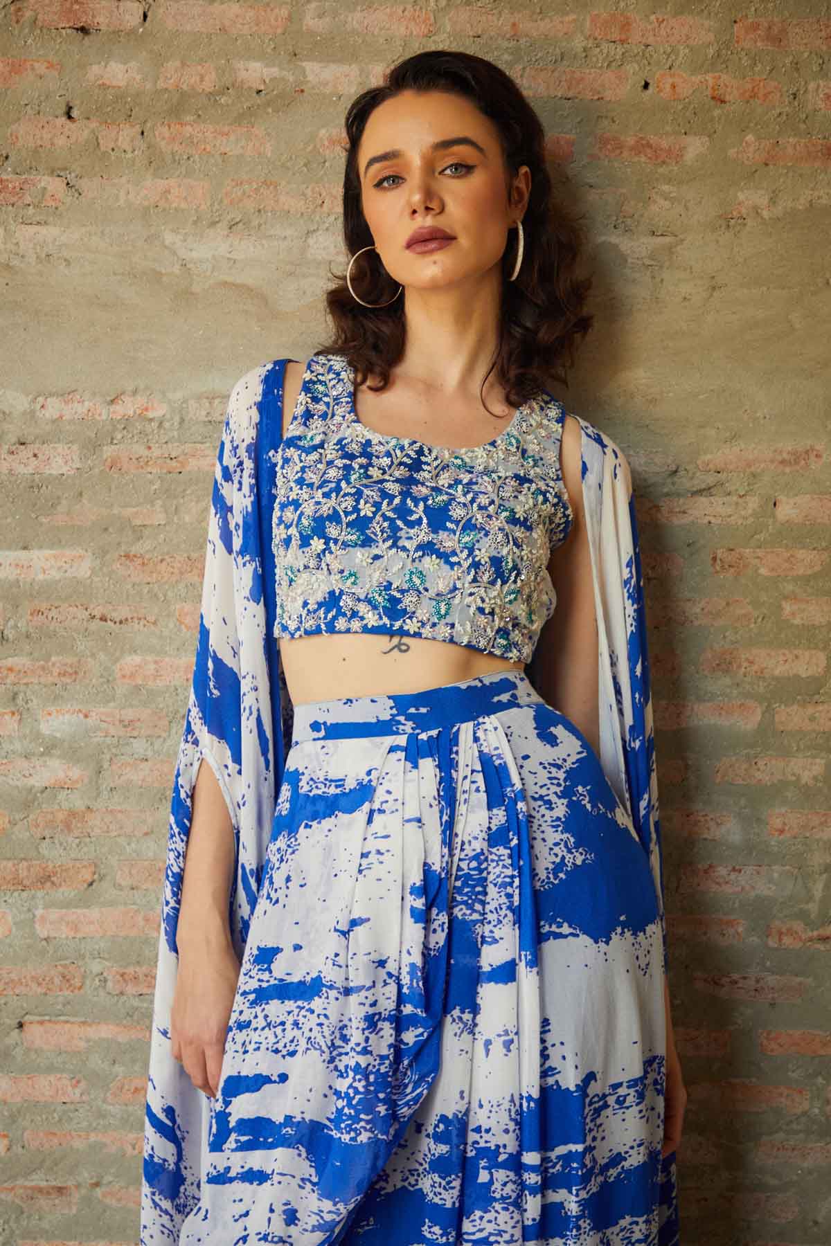 Chinon Drape Skirt & Jacket Set