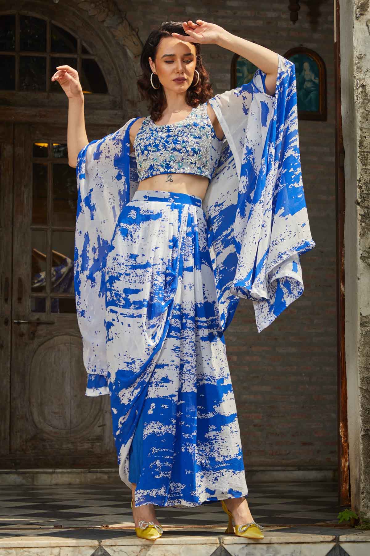 Chinon Drape Skirt & Jacket Set