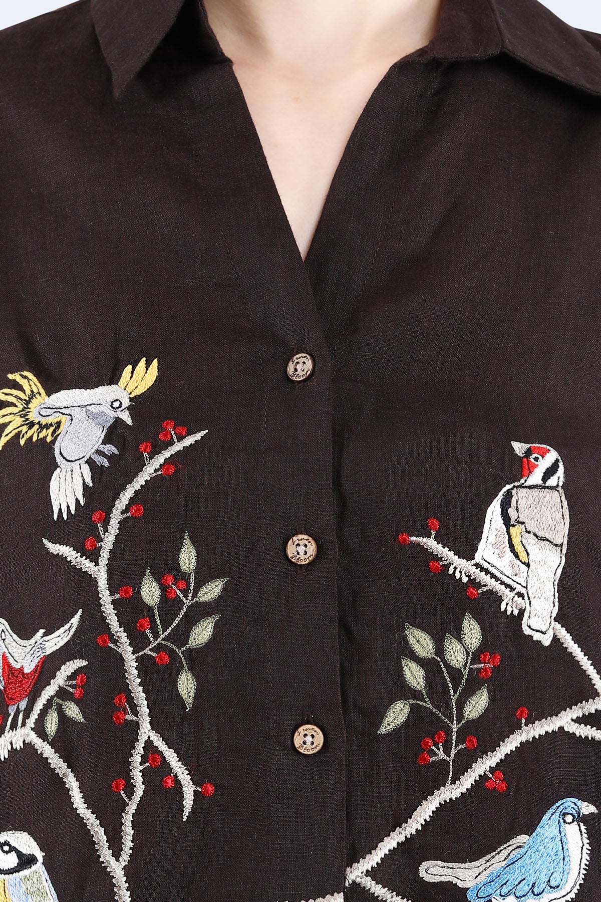 Choco Embroidered Linen Shirt