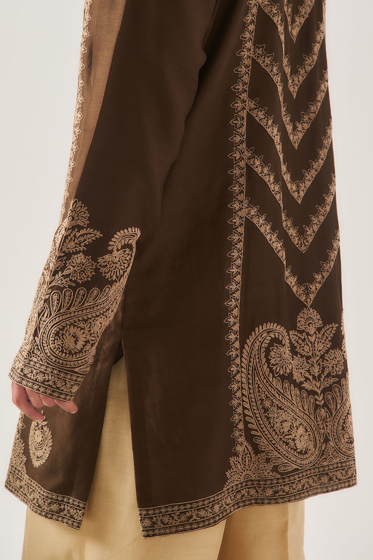 Chocolate Embroidered Kurta Set