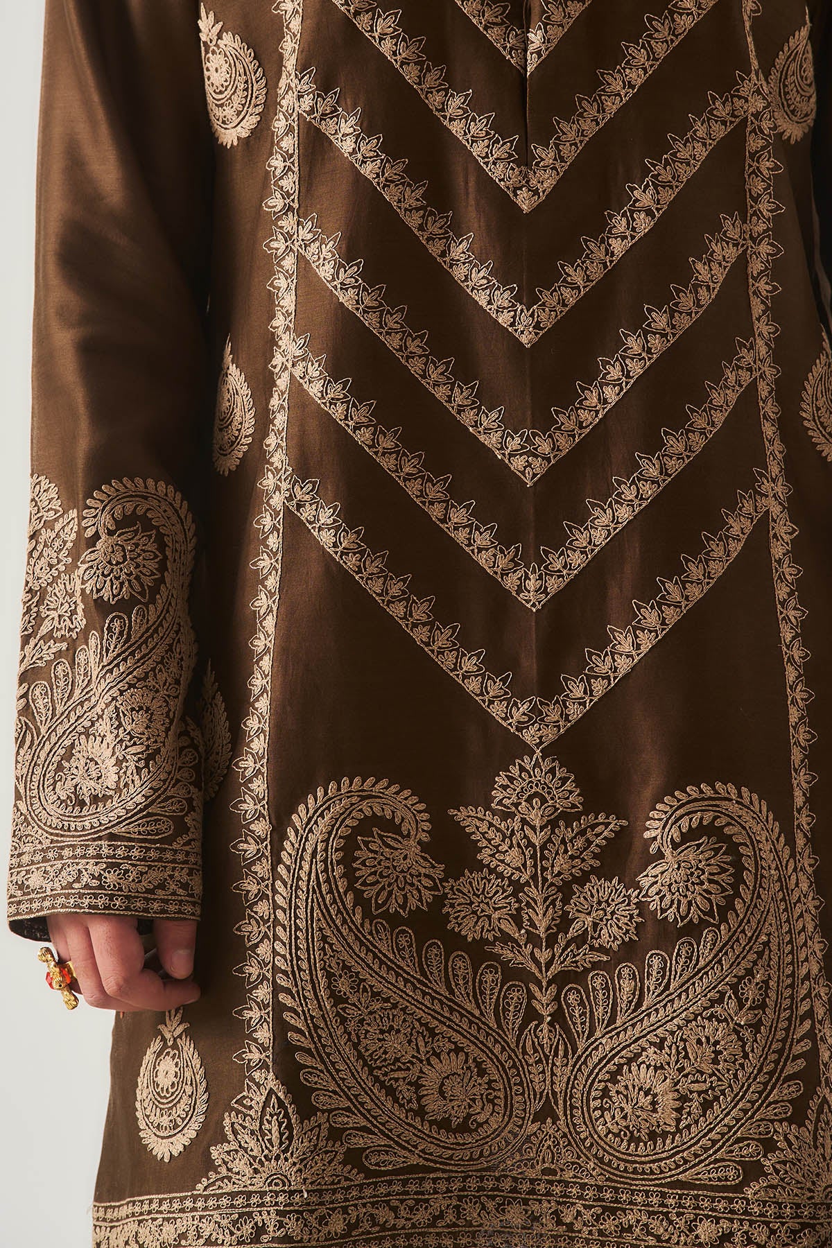 Chocolate Embroidered Kurta Set