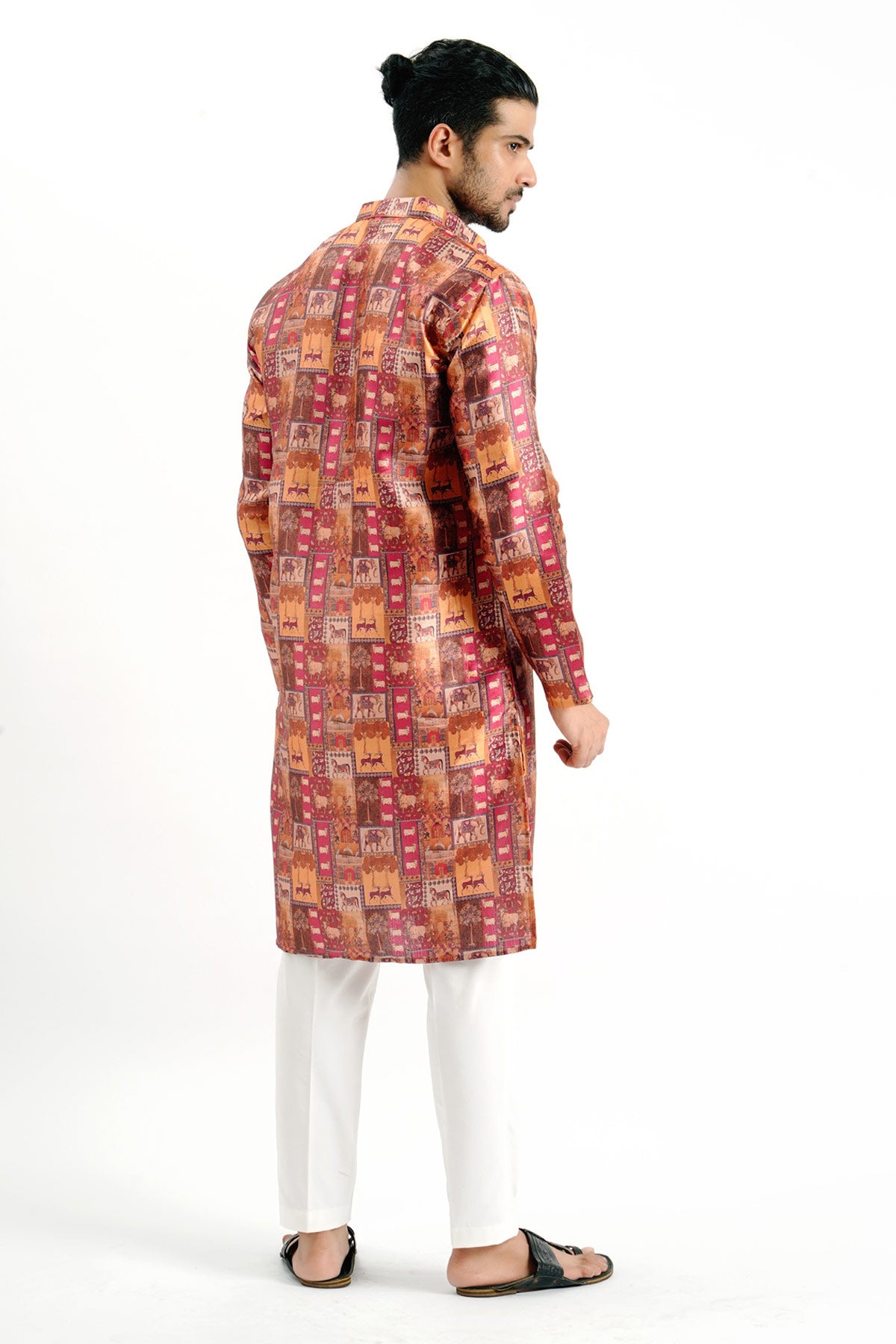 Chocolate Silk Printed Kurta