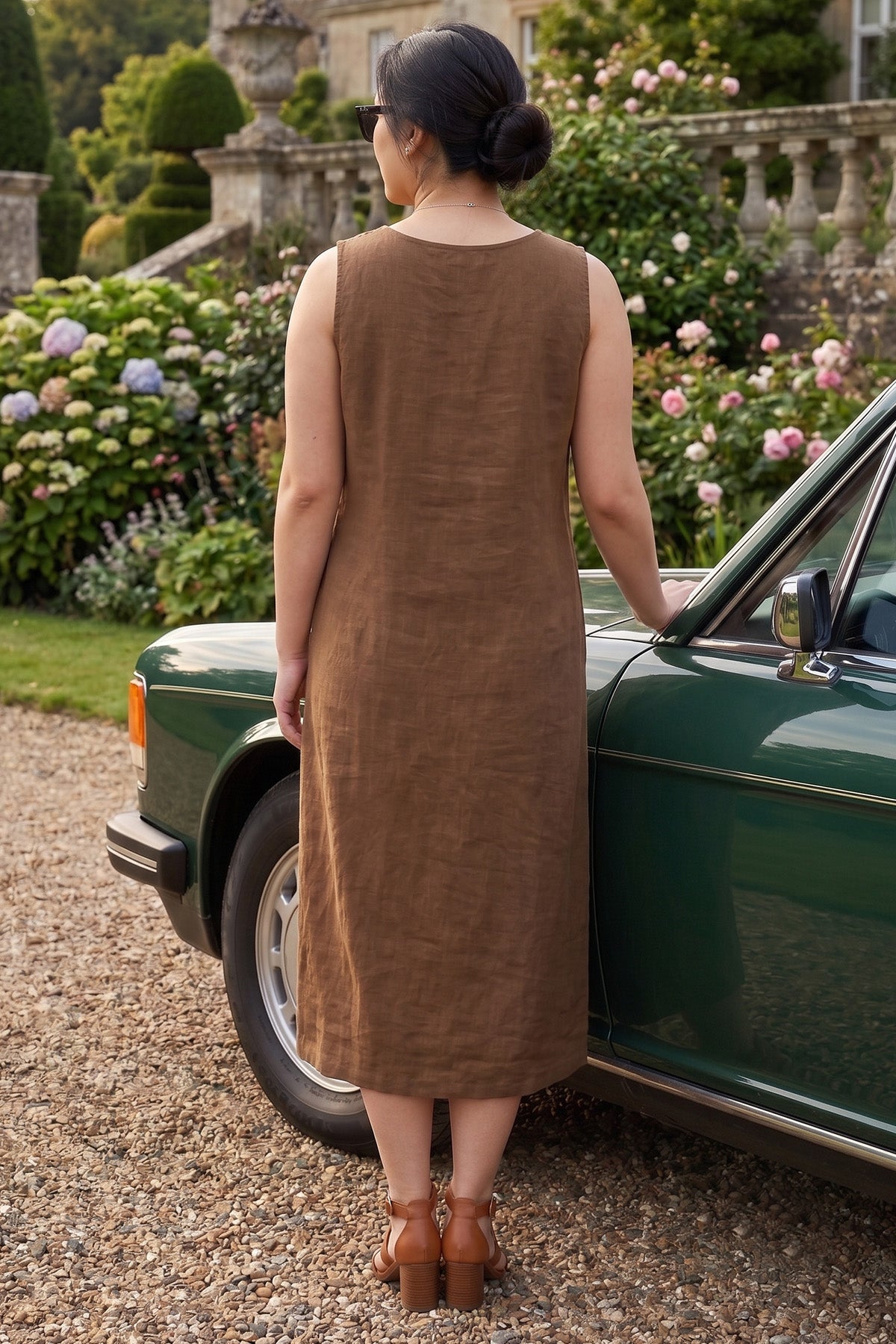 Cinnamon Linen Blend Midi Dress