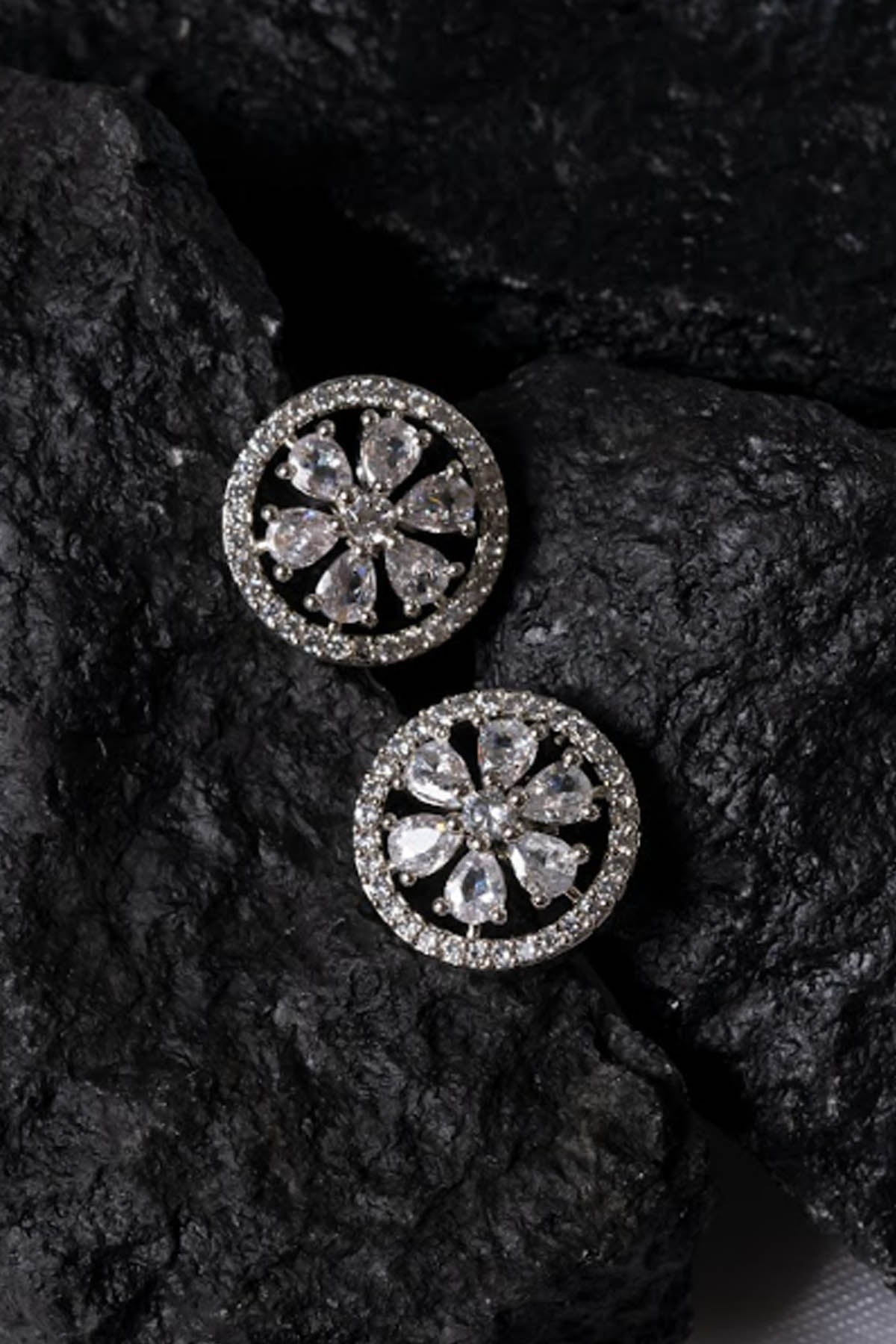 Circular Wheel Diamond Earrings