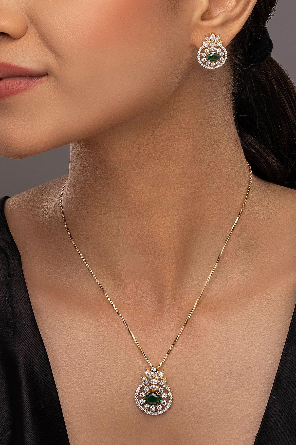 Buy Circular Diamond Necklace Set for women by Sica online available at scrollnshops