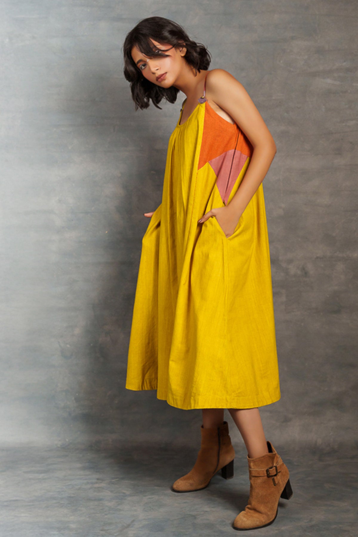 Citron Cotton Sleeveless Dress