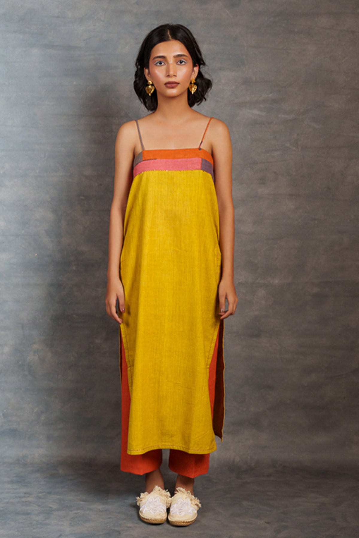 Buy Citron Cotton Sleeveless Tunic by Thread Game for women online at ScrollnShops
