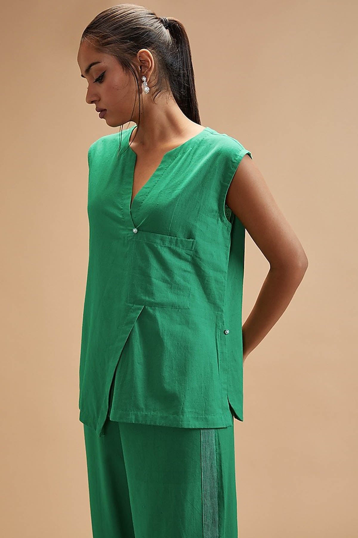 Clara Green Asymmetrical Top