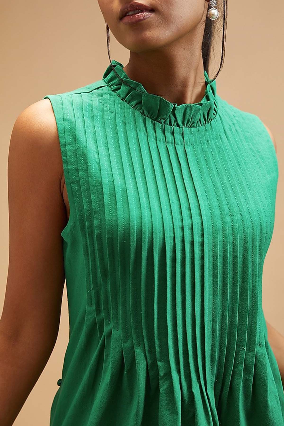 Clara Green Pleated Tunic