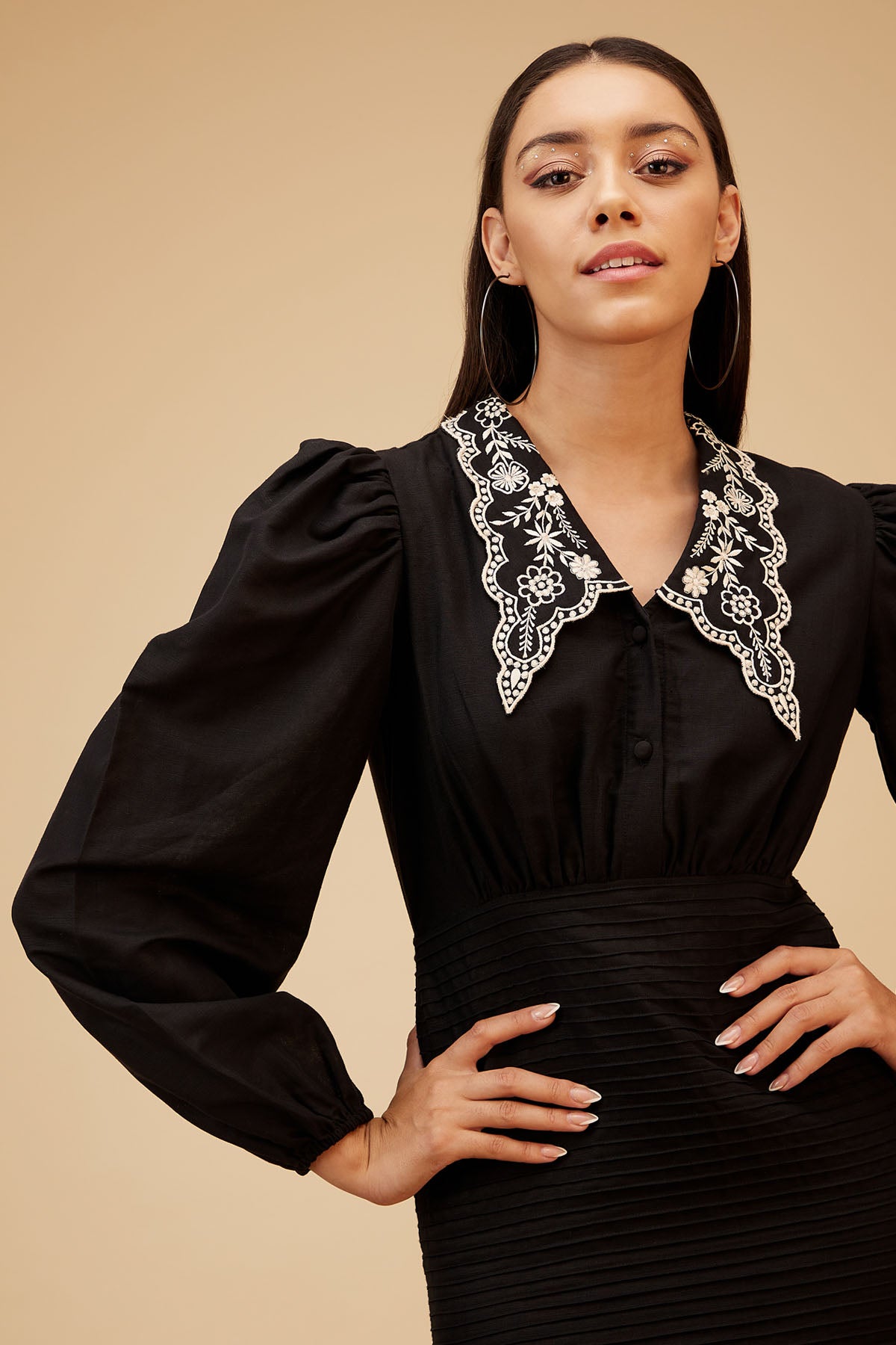 Classy Black Soft Linen Dress