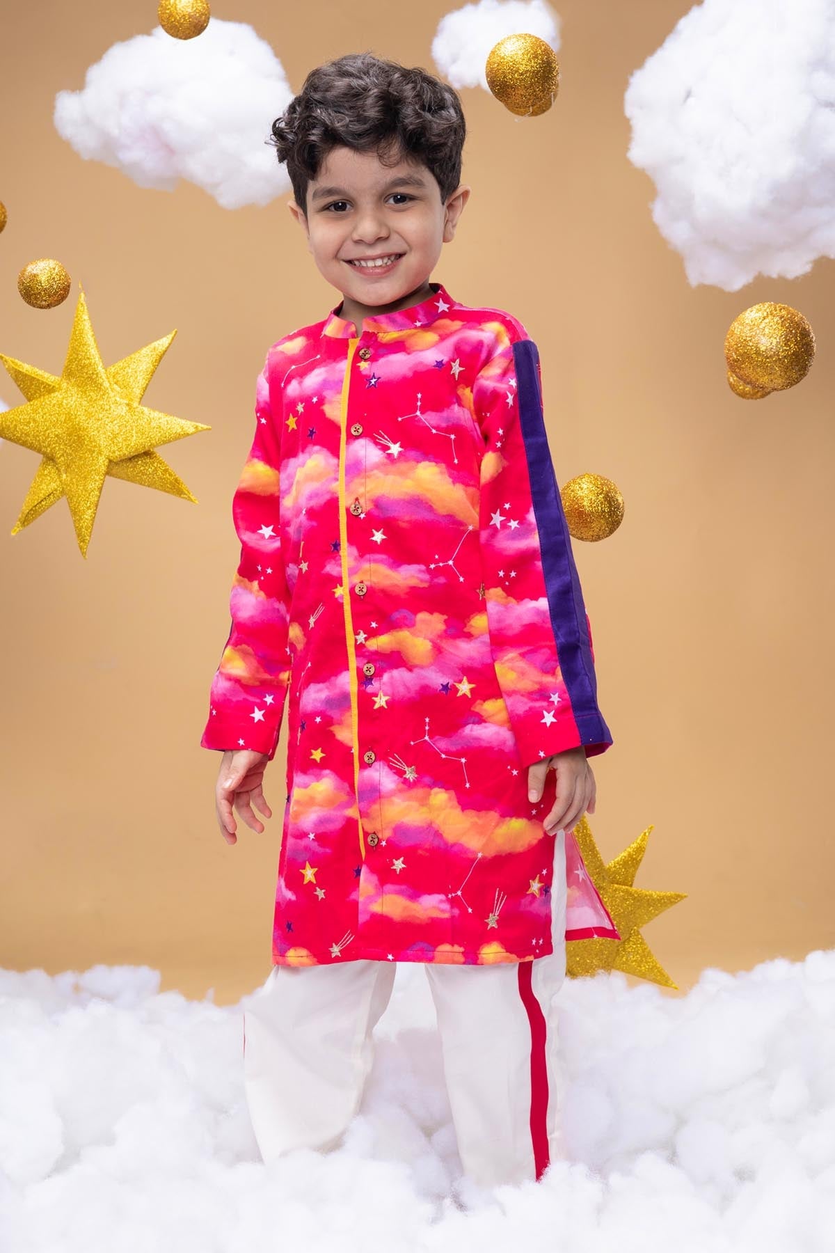Designer Little Shiro Clouds Printed Kurta Set For Kids Available online at ScrollnShops
