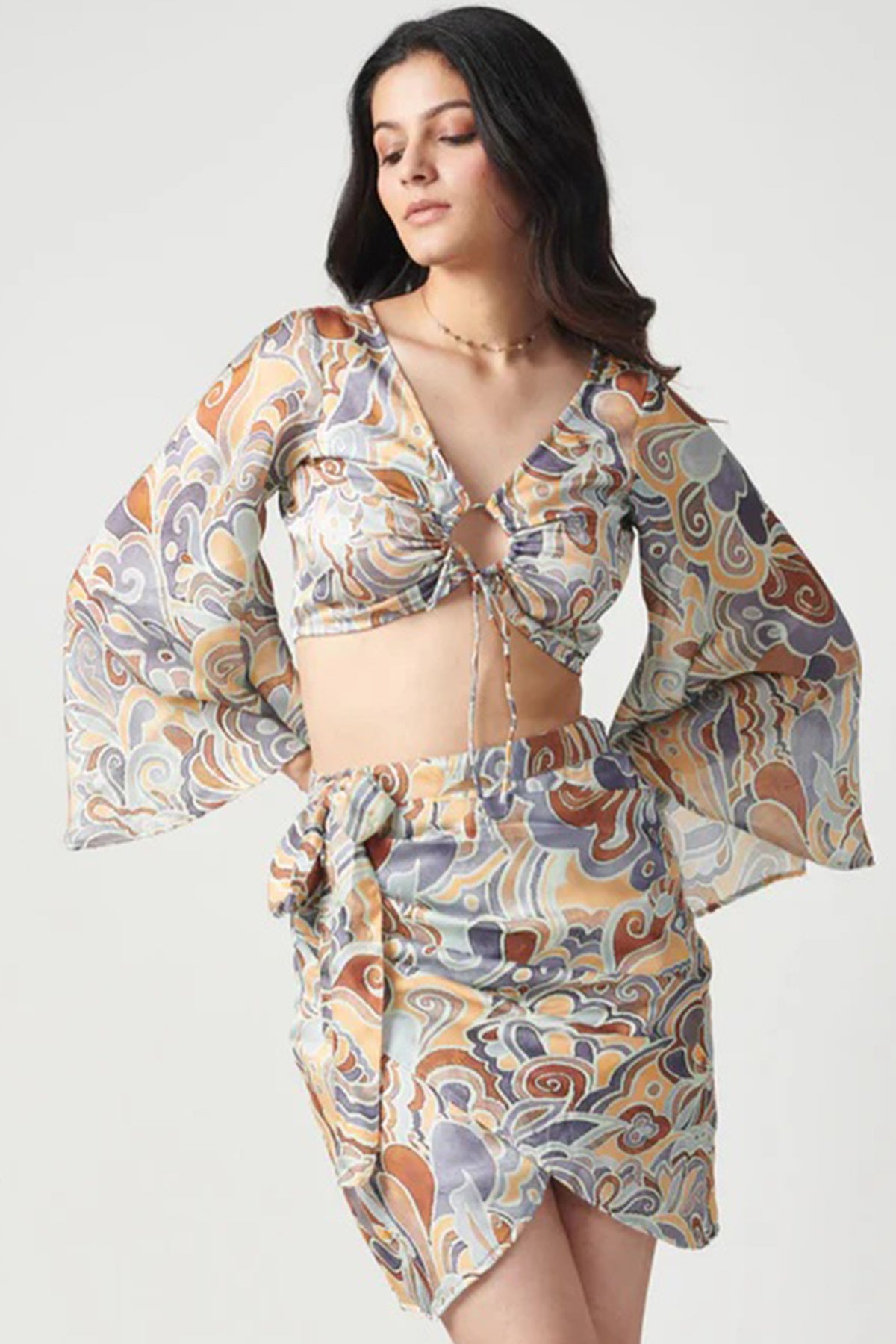 Cloudy Semi Satin Printed Skirt