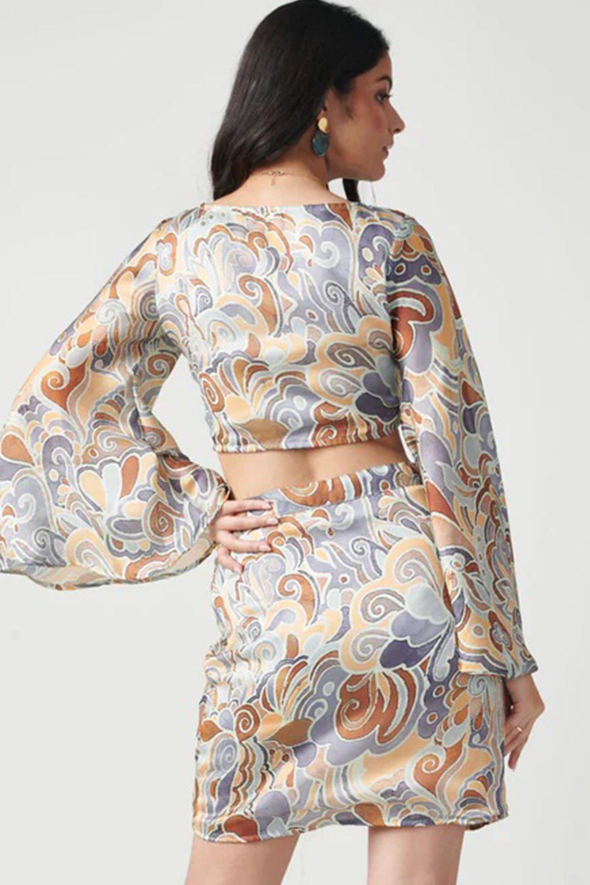 Cloudy Semi Satin Printed Skirt