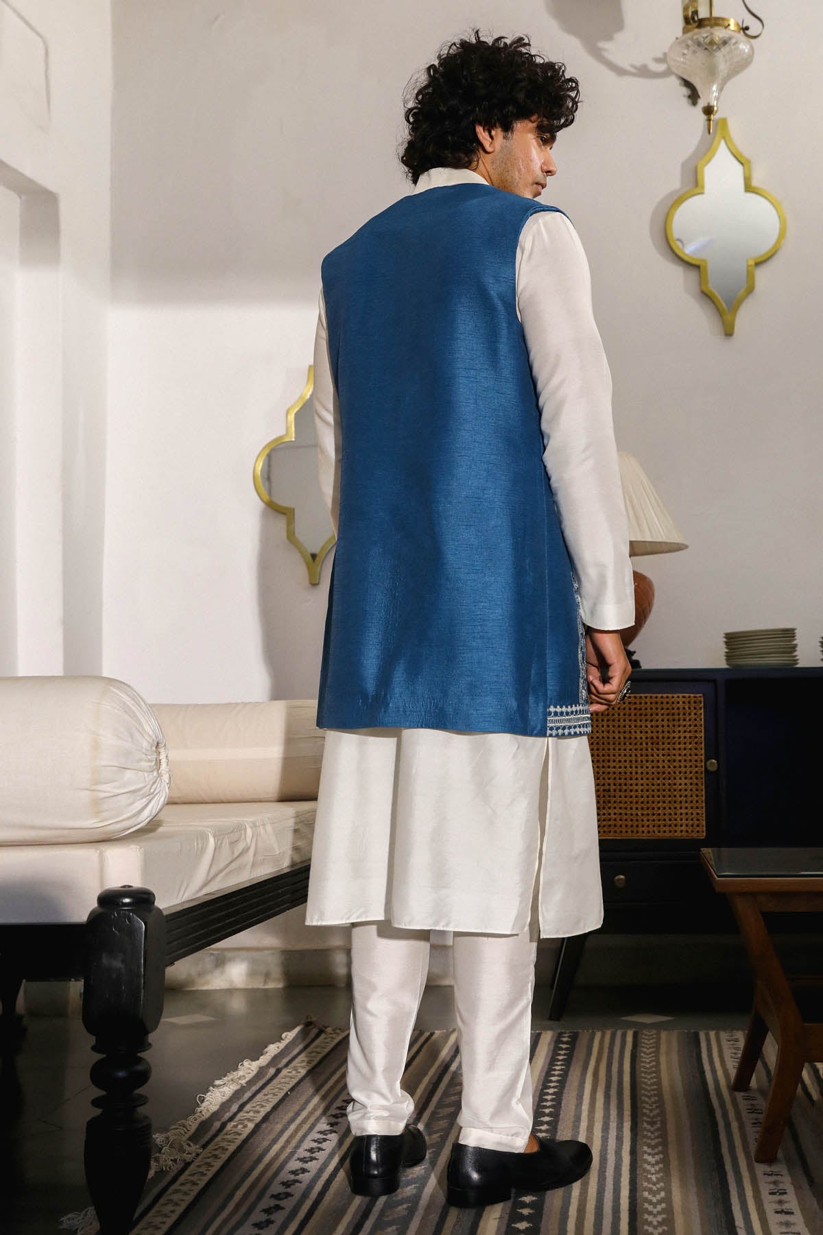 Cobalt Blue Embroidered Bundi