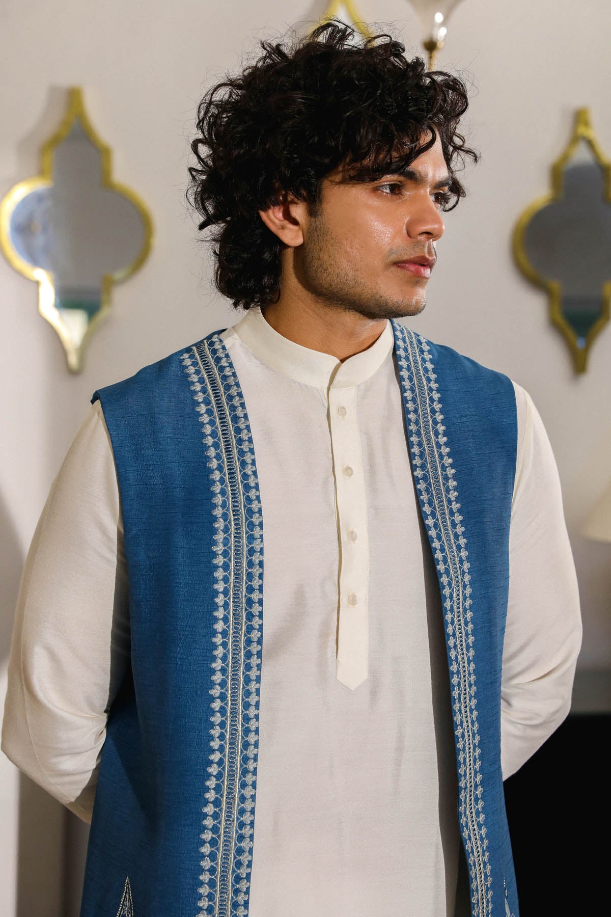 Cobalt Blue Embroidered Bundi