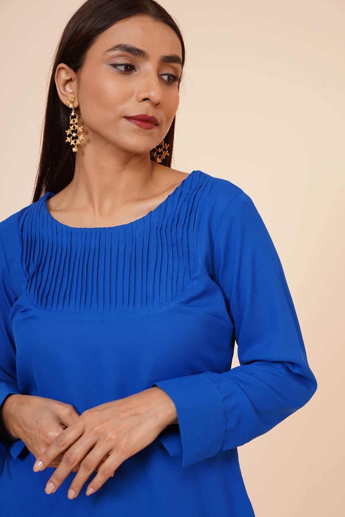 Cobalt Blue Pleated Dress