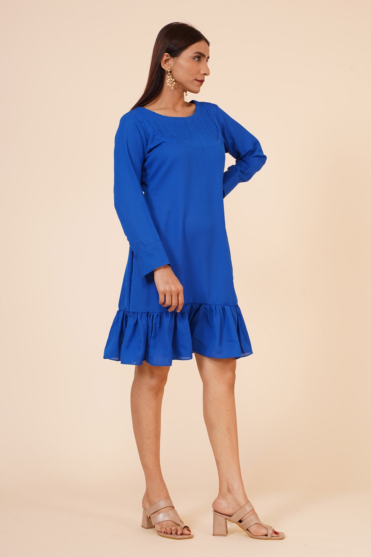 Cobalt Blue Pleated Dress