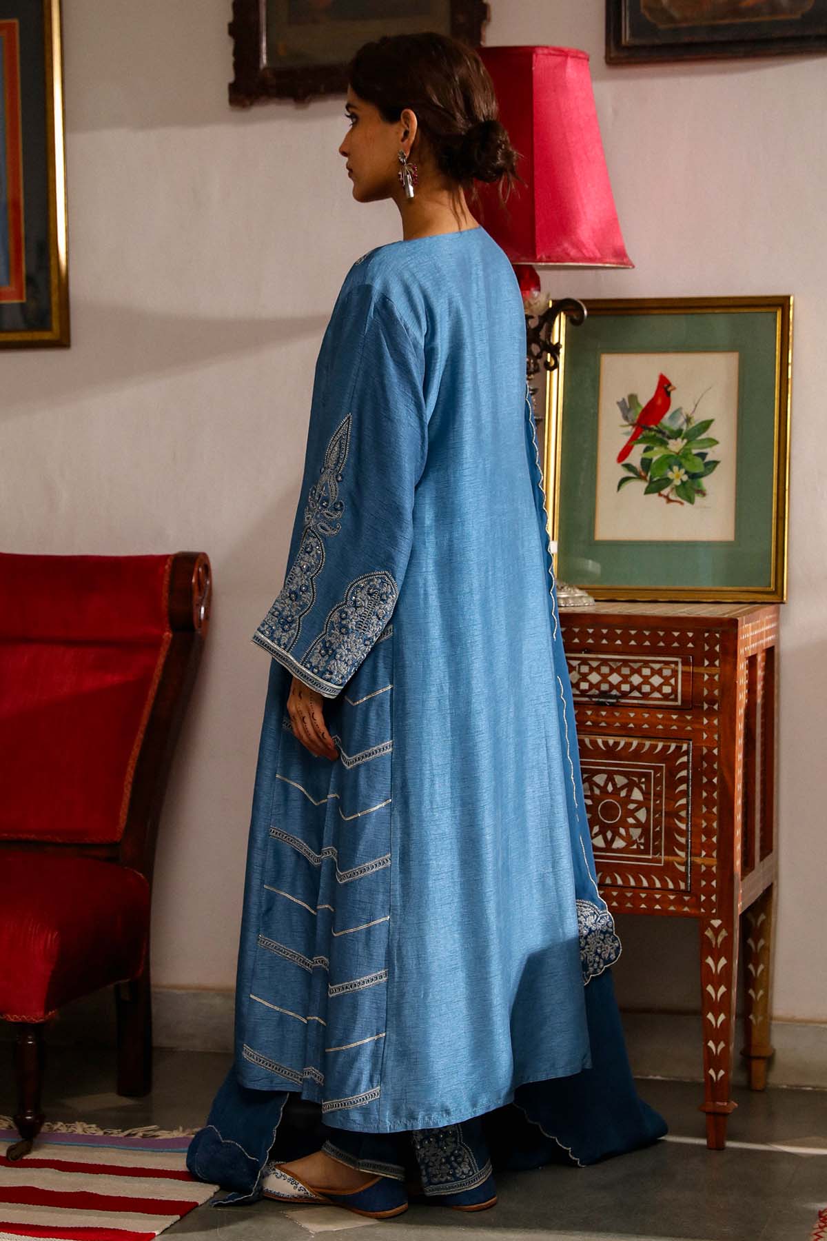 Cobalt Blue Resham Kurta Set