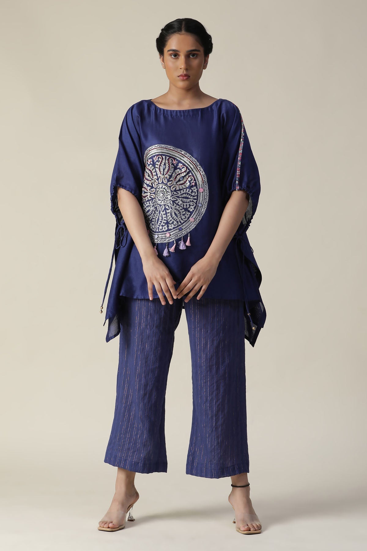 Buy Arpita SulakshanaCobalt Blue Embroidered Kaftan Set