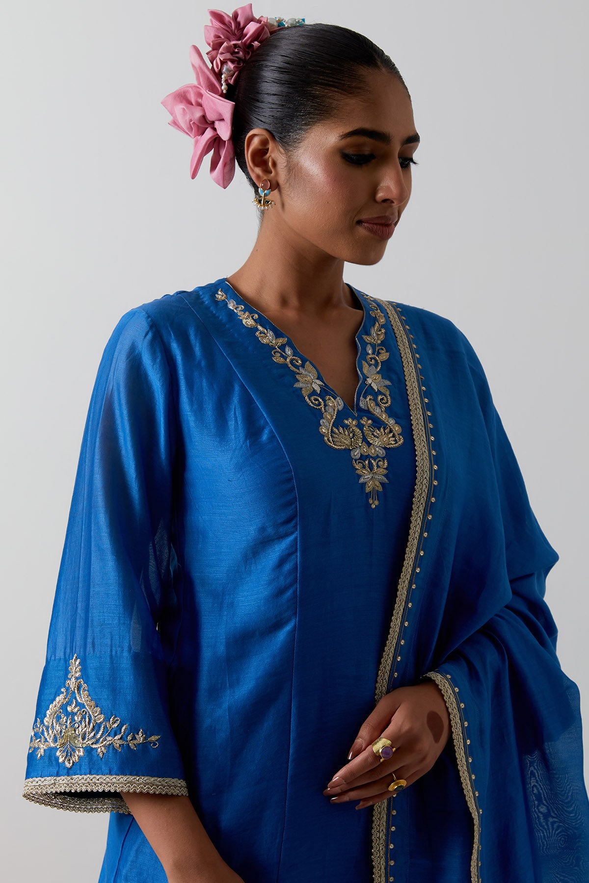 Cobalt Blue Zardozi Kurta Set