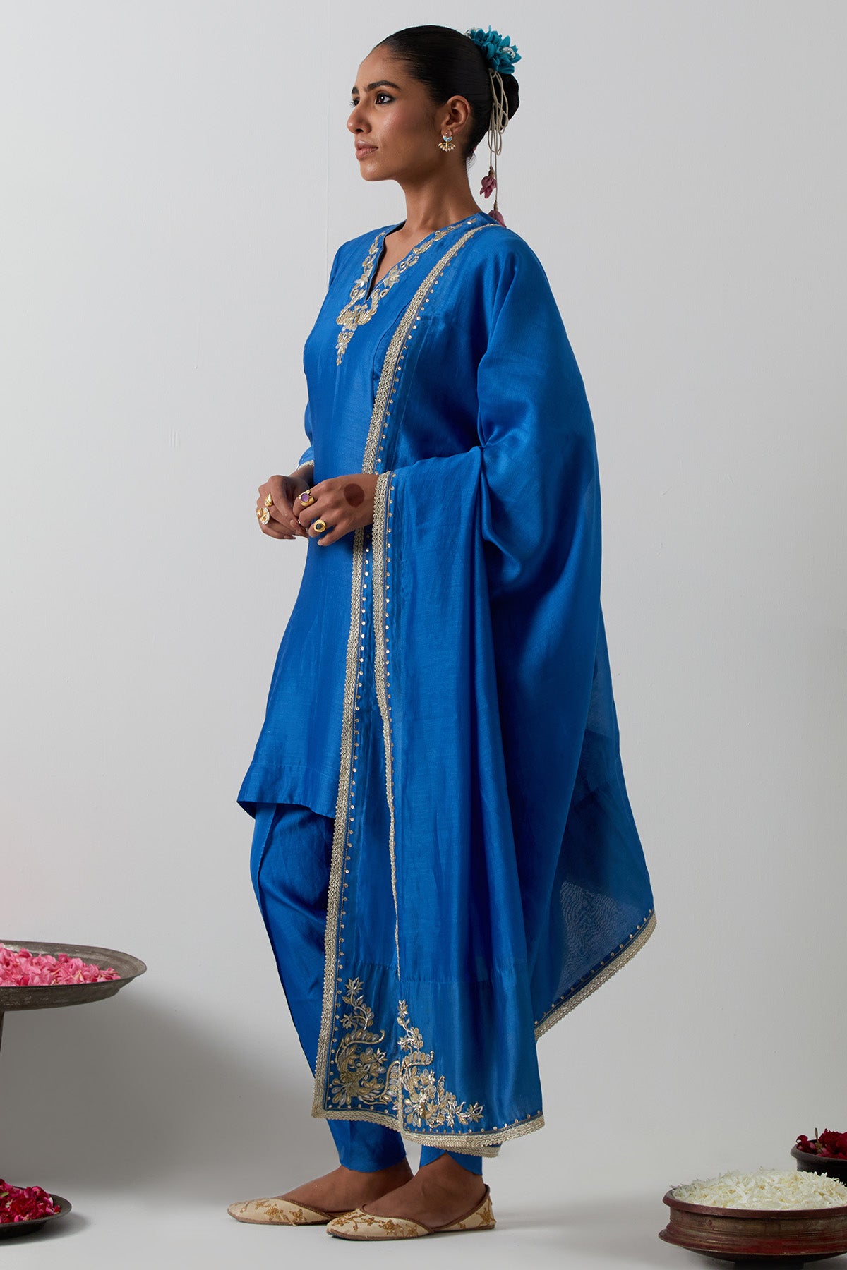 Cobalt Blue Zardozi Kurta Set