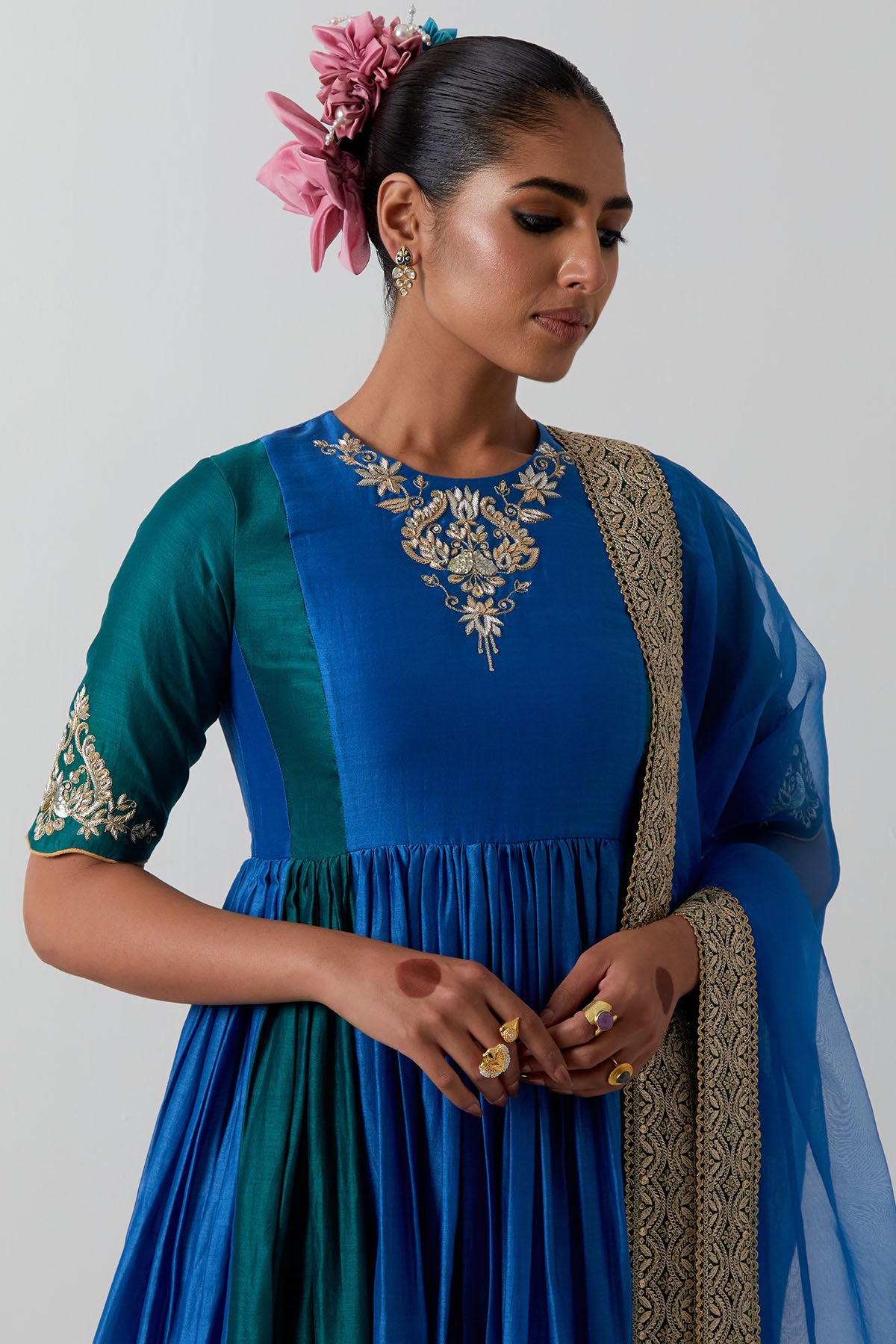 Cobalt & Emerald Anarkali Set