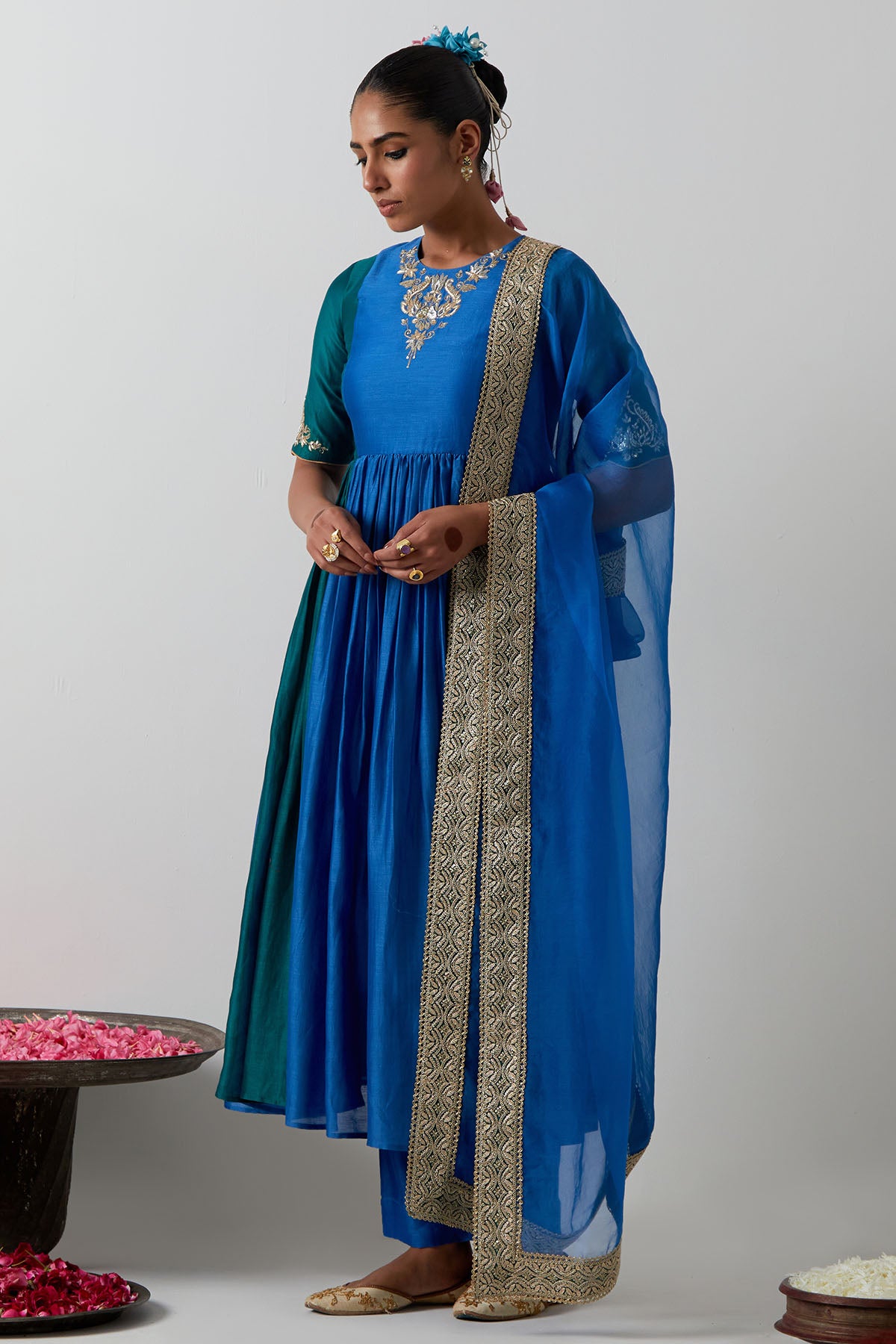 Cobalt & Emerald Anarkali Set