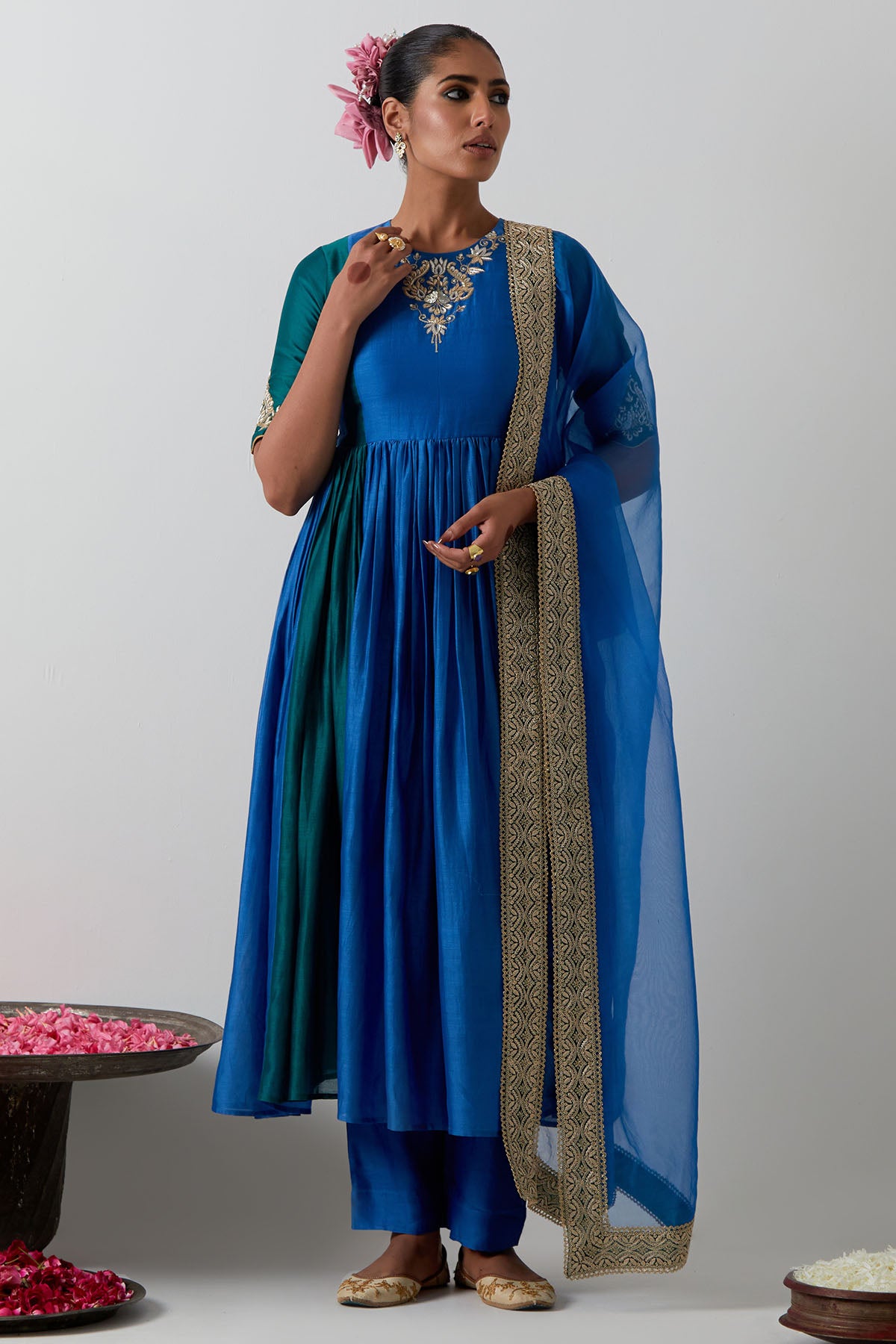 Cobalt & Emerald Anarkali Set