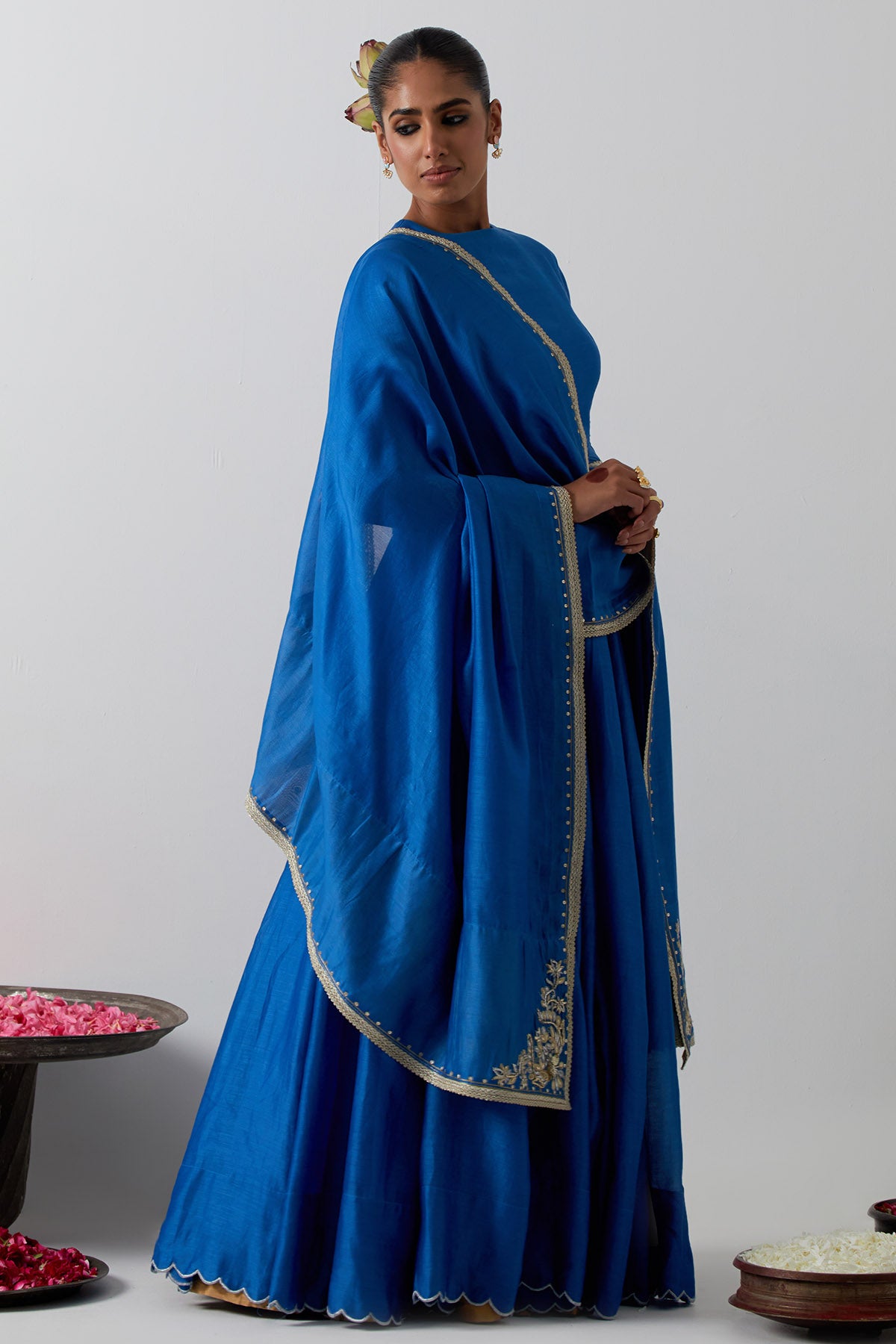 Cobalt Scallop Hem Lehenga Set