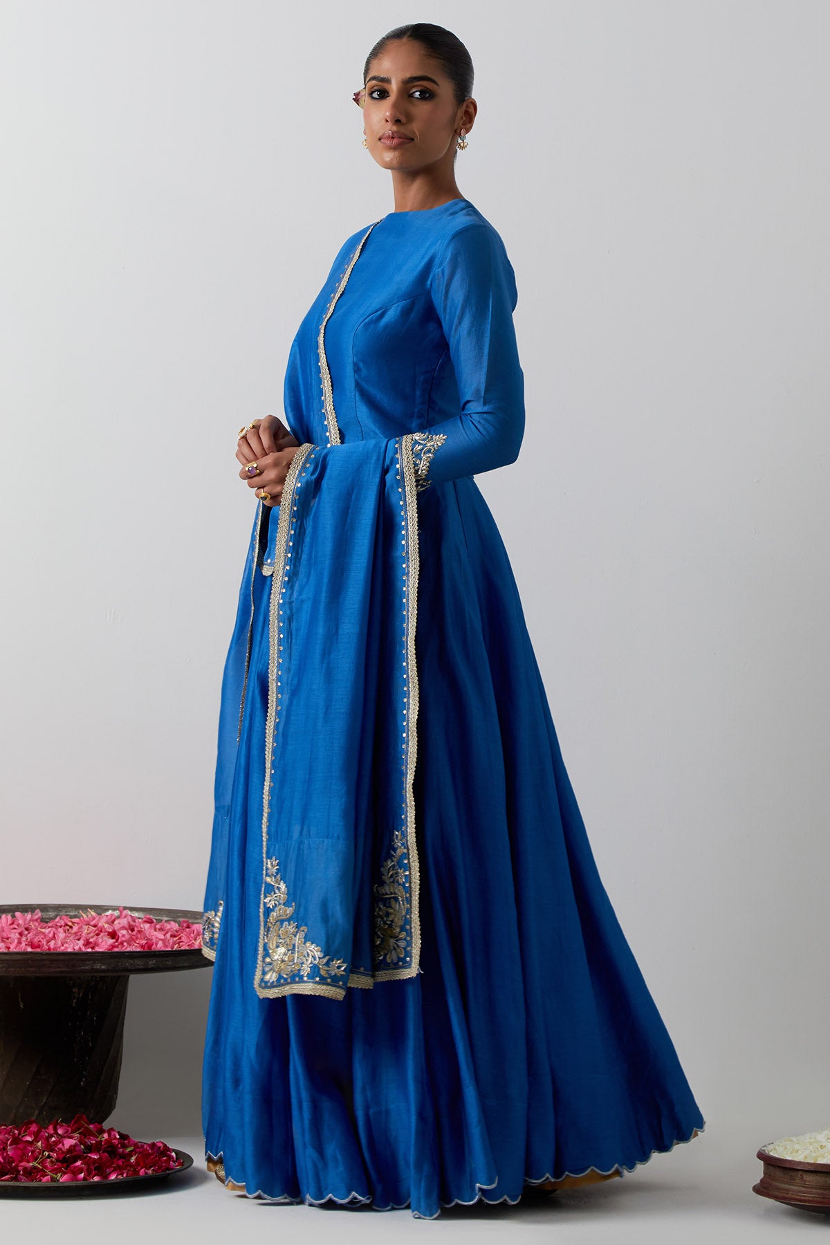 Cobalt Scallop Hem Lehenga Set