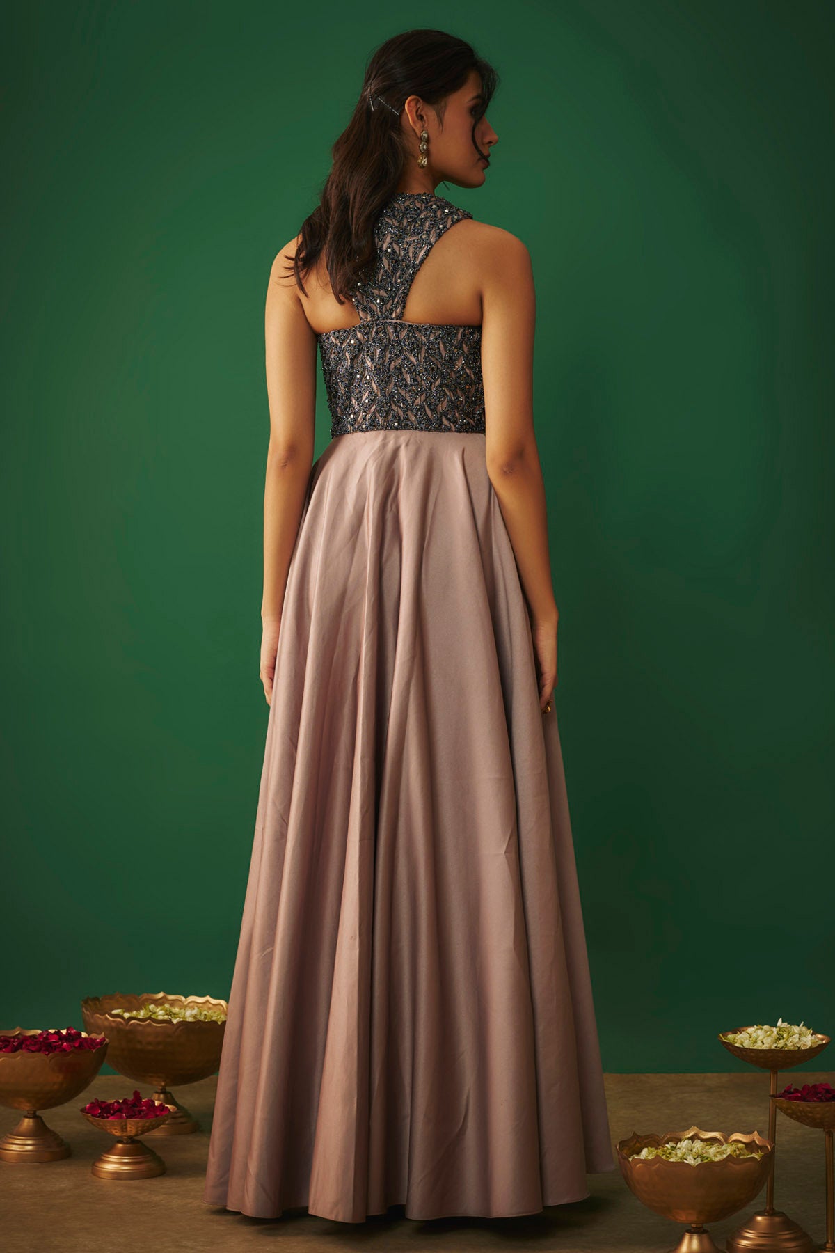 Coffee Asymmetric Cocktail Gown