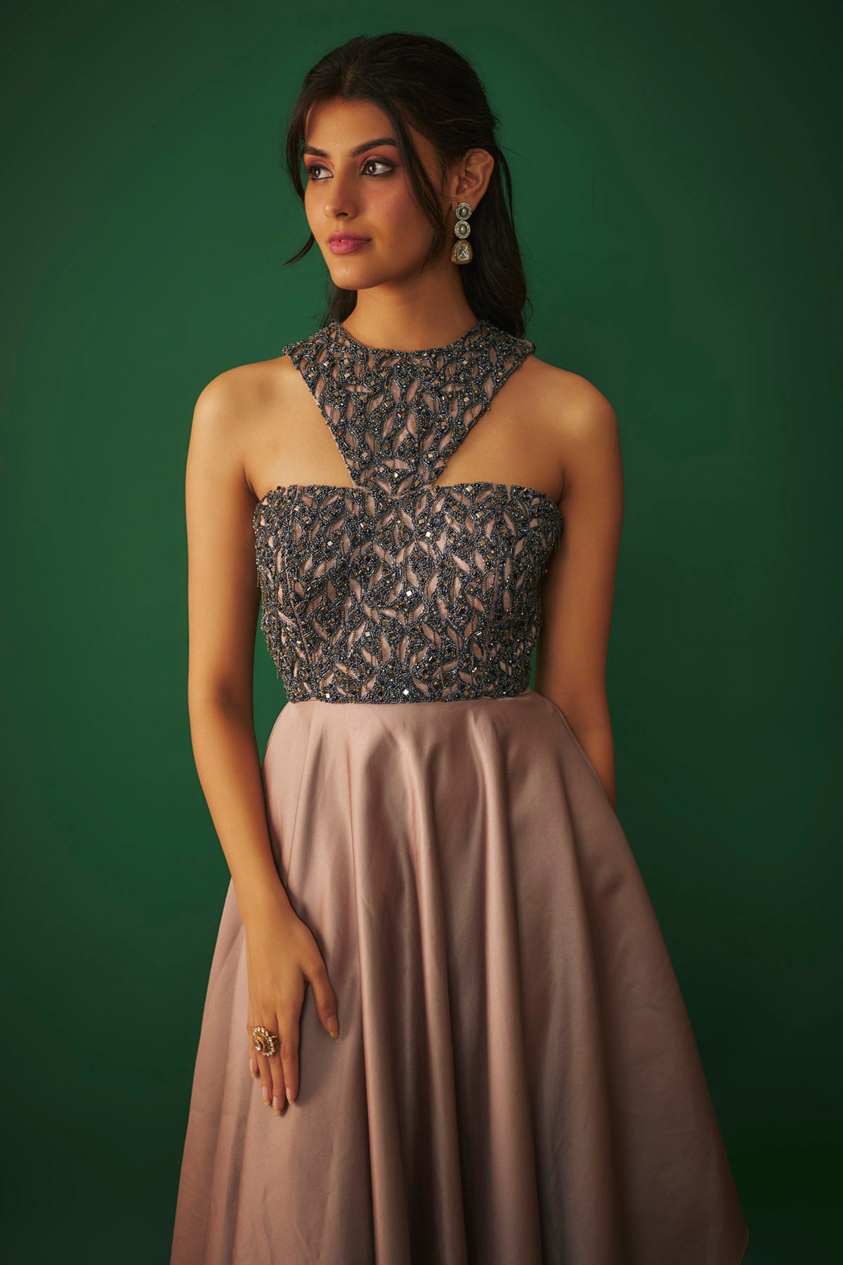 Coffee Asymmetric Cocktail Gown