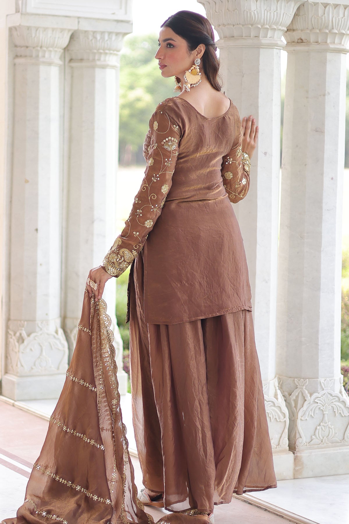 Coffee Fendy Sequins Kurta Set
