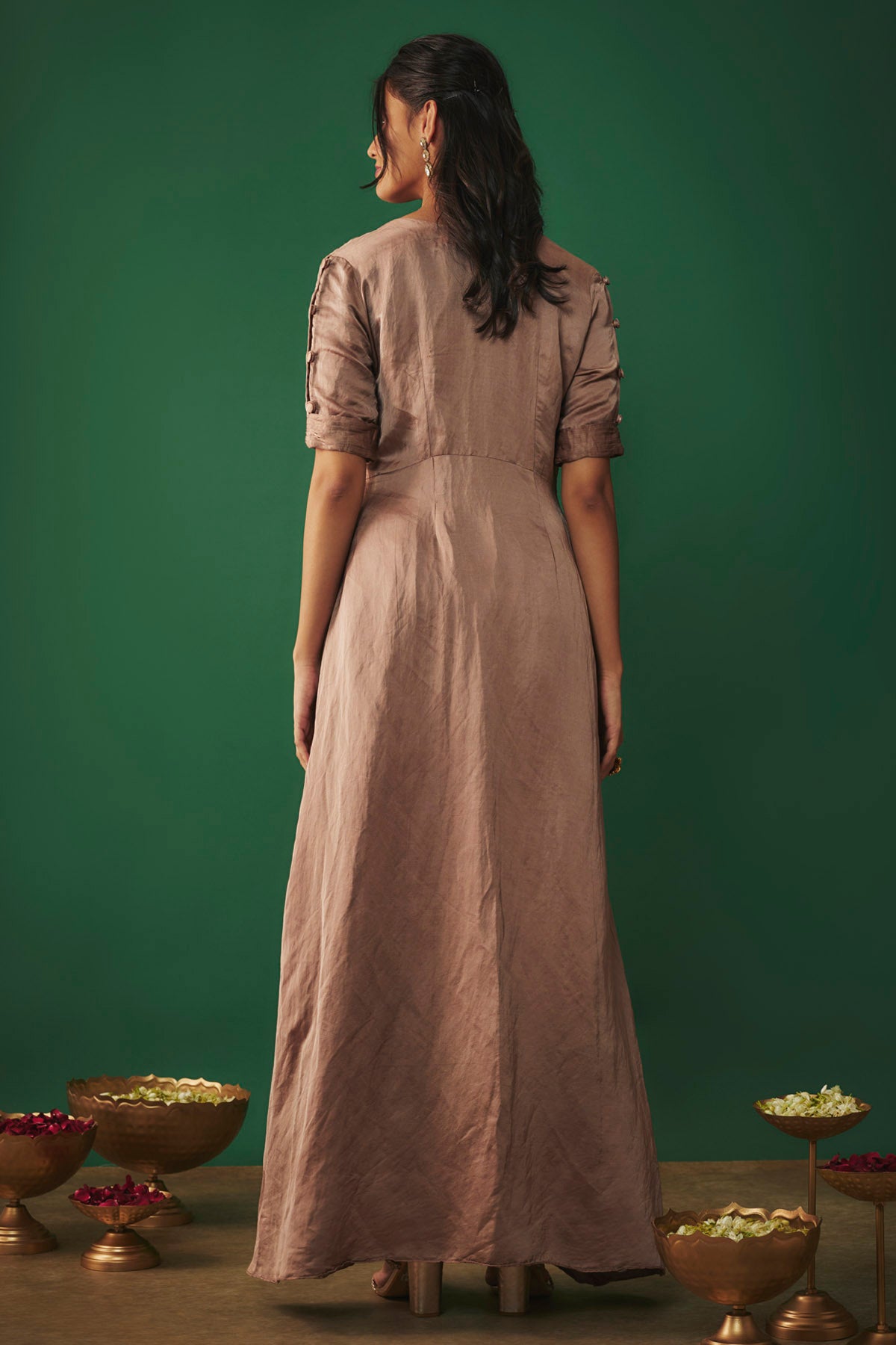 Coffee Front Open Kurta & Dhoti