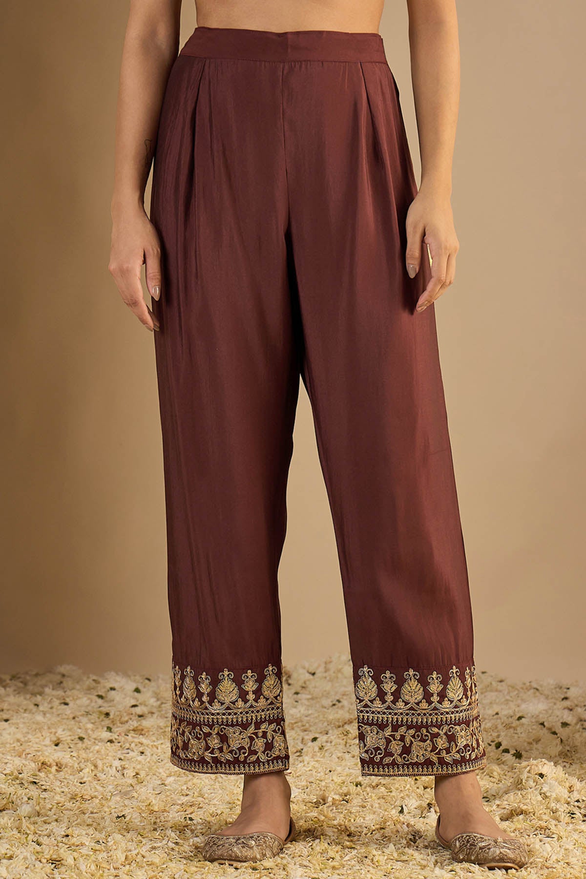 Coffee Silk Blended Kurta Set