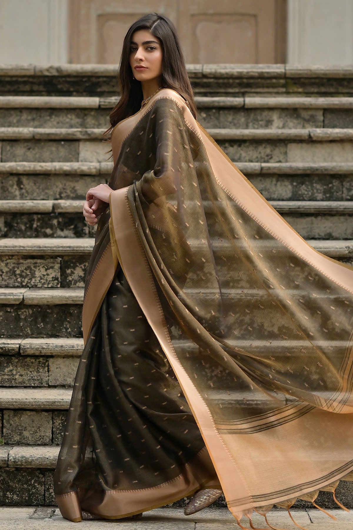 Coffee Soft Tussar Silk Saree