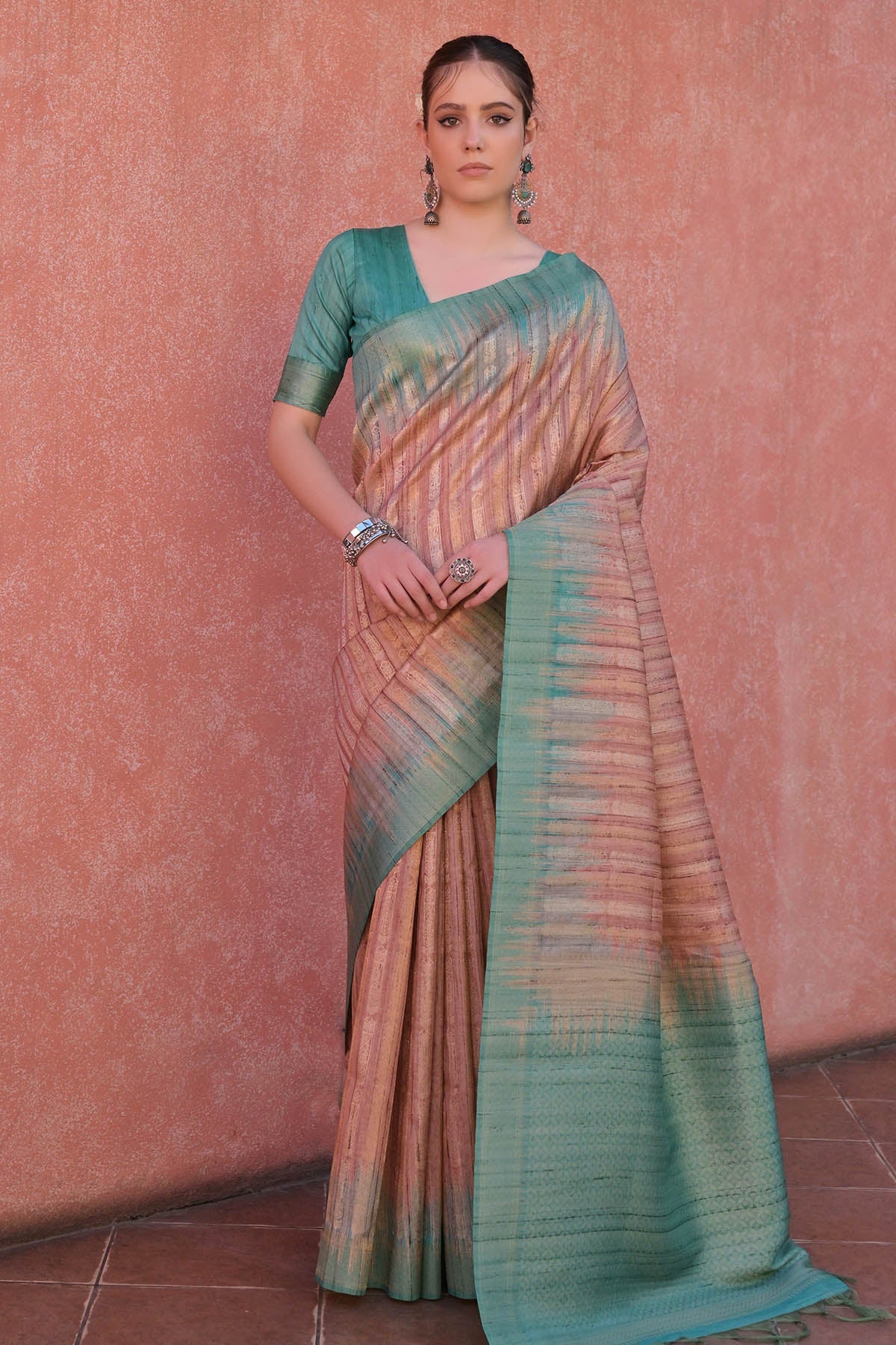 Buy Coffee Tussar Silk Zari Saree by Lili Lala for women online at ScrollnShops