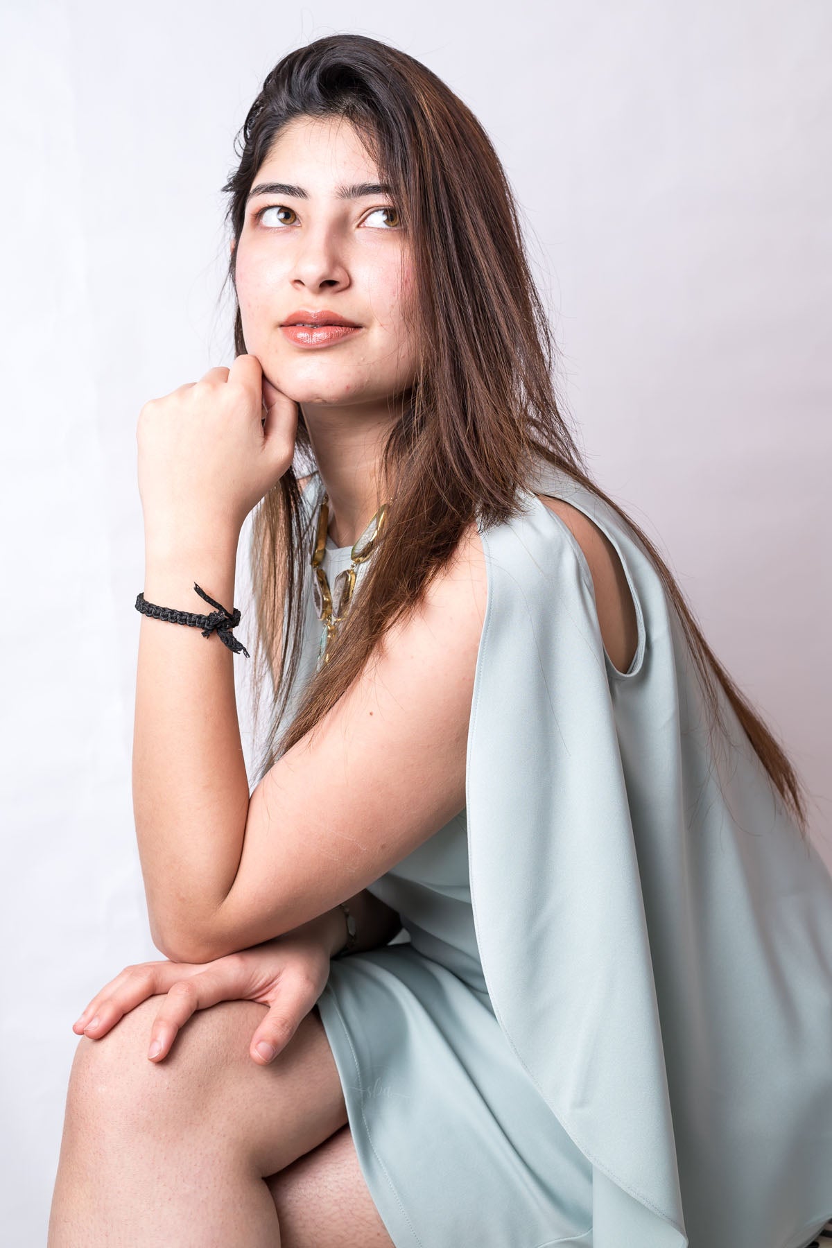 Cold Shoulder Green Silk Dress