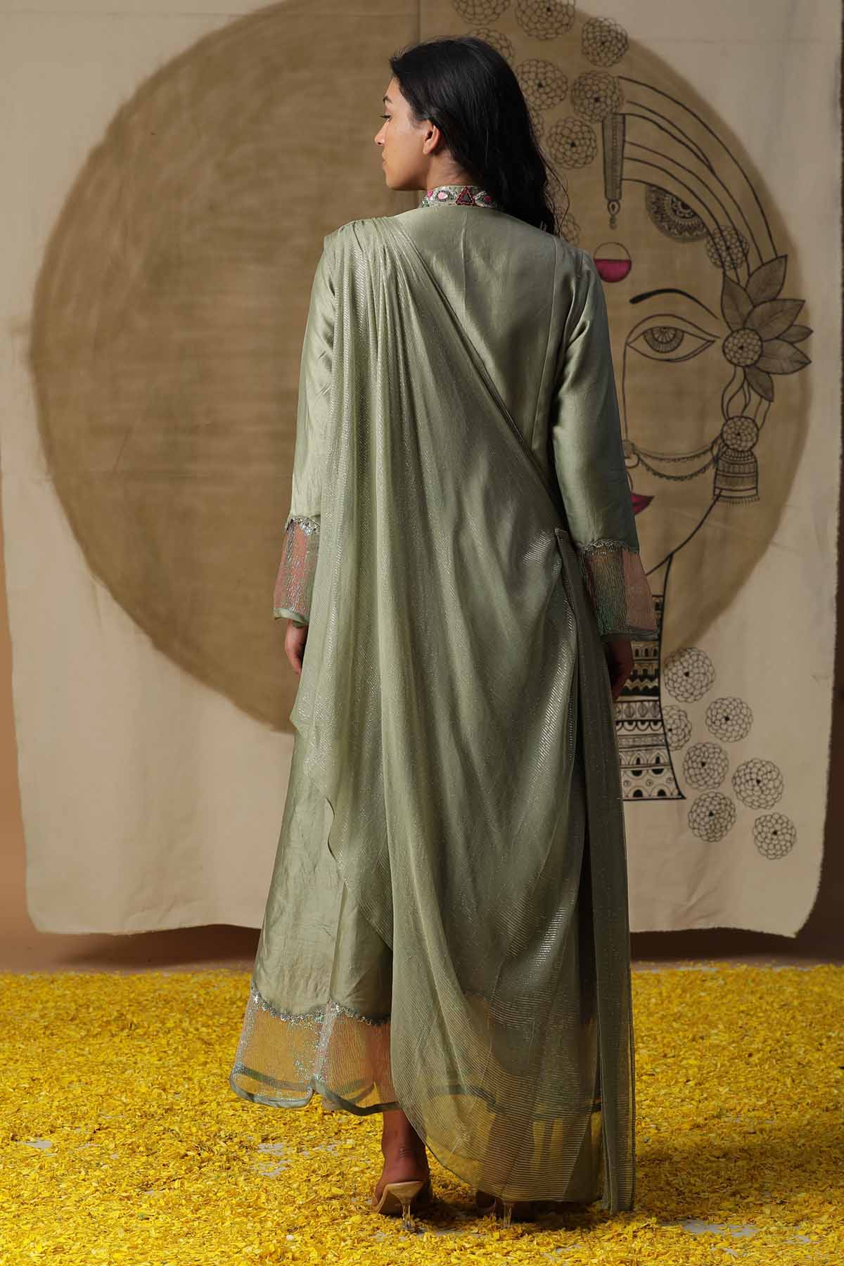 Collar Embroidered Gown