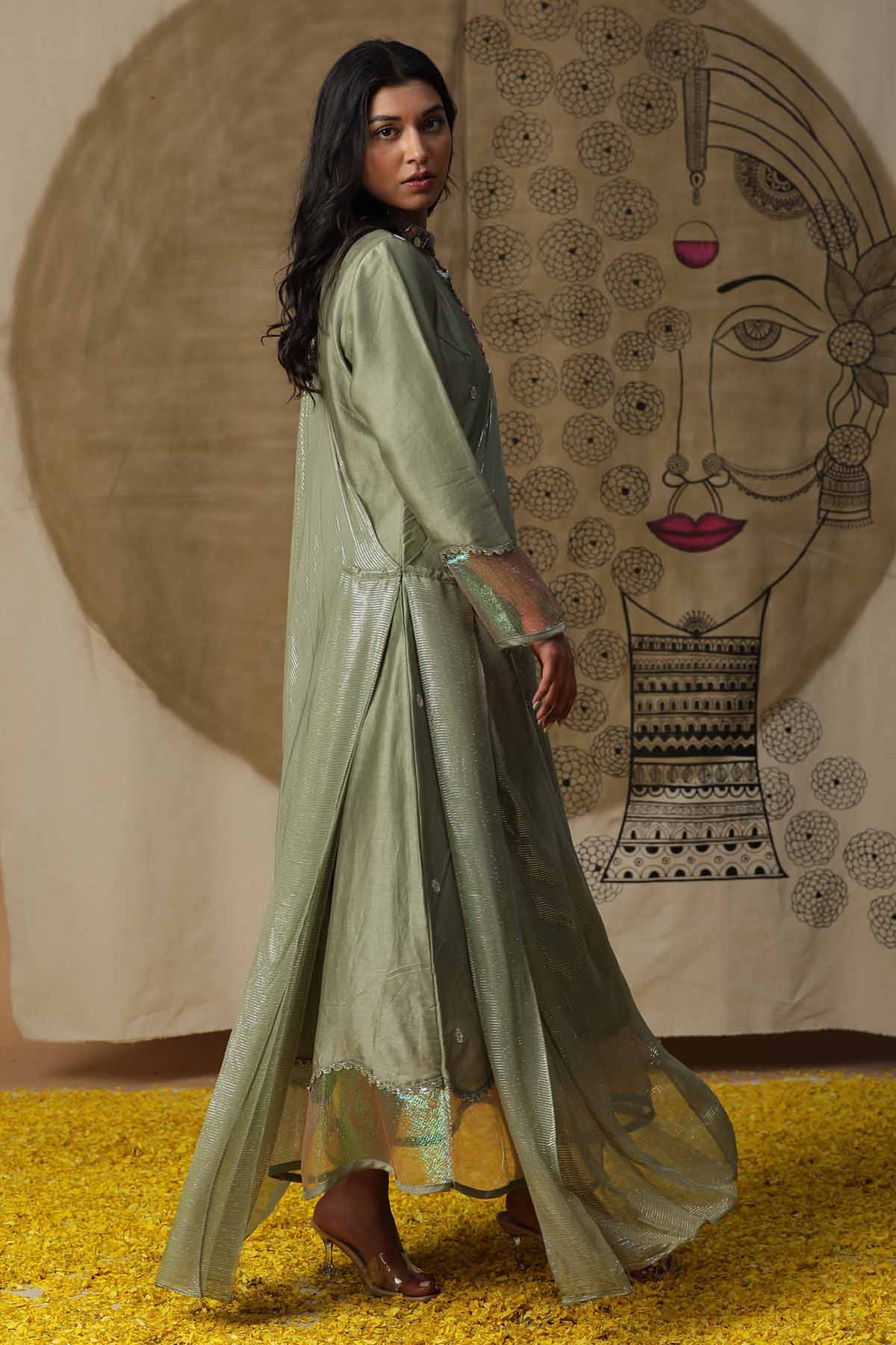 Collar Embroidered Gown