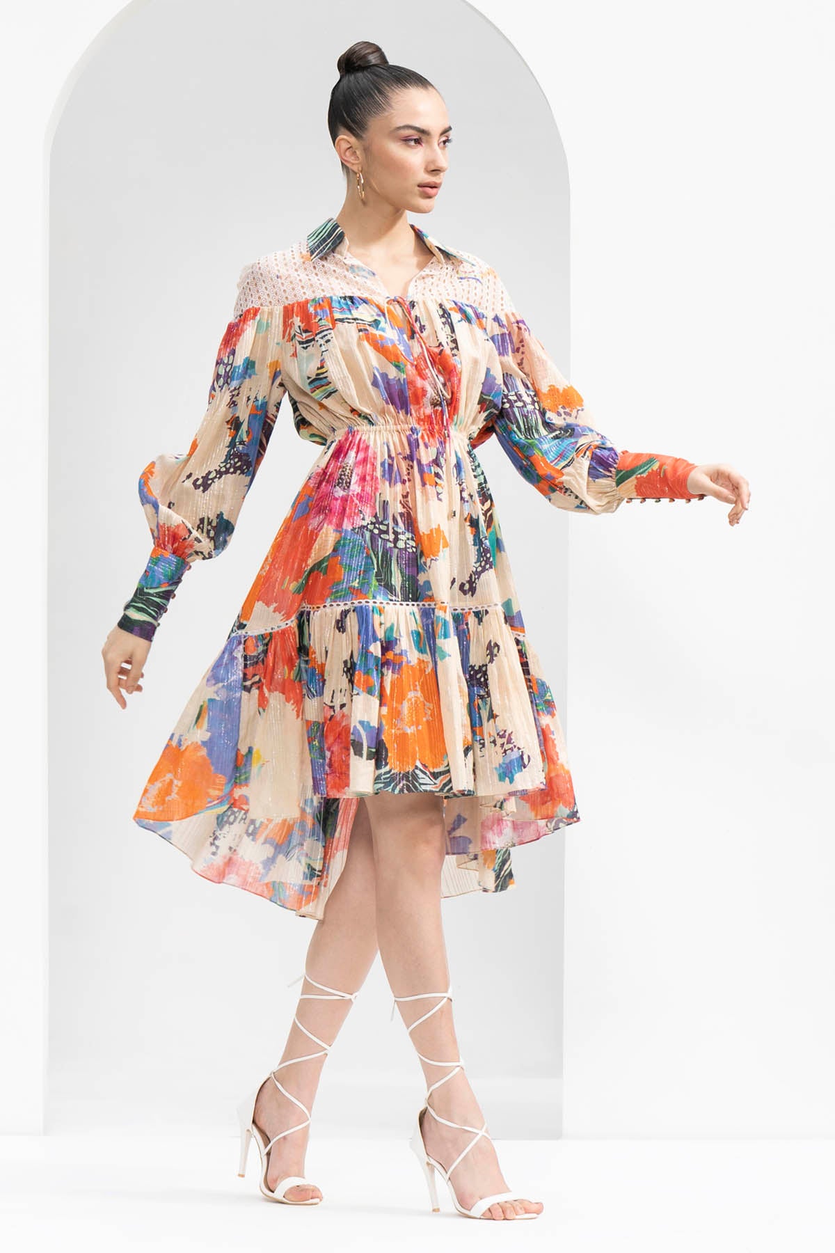 Collared Floral Print Dress